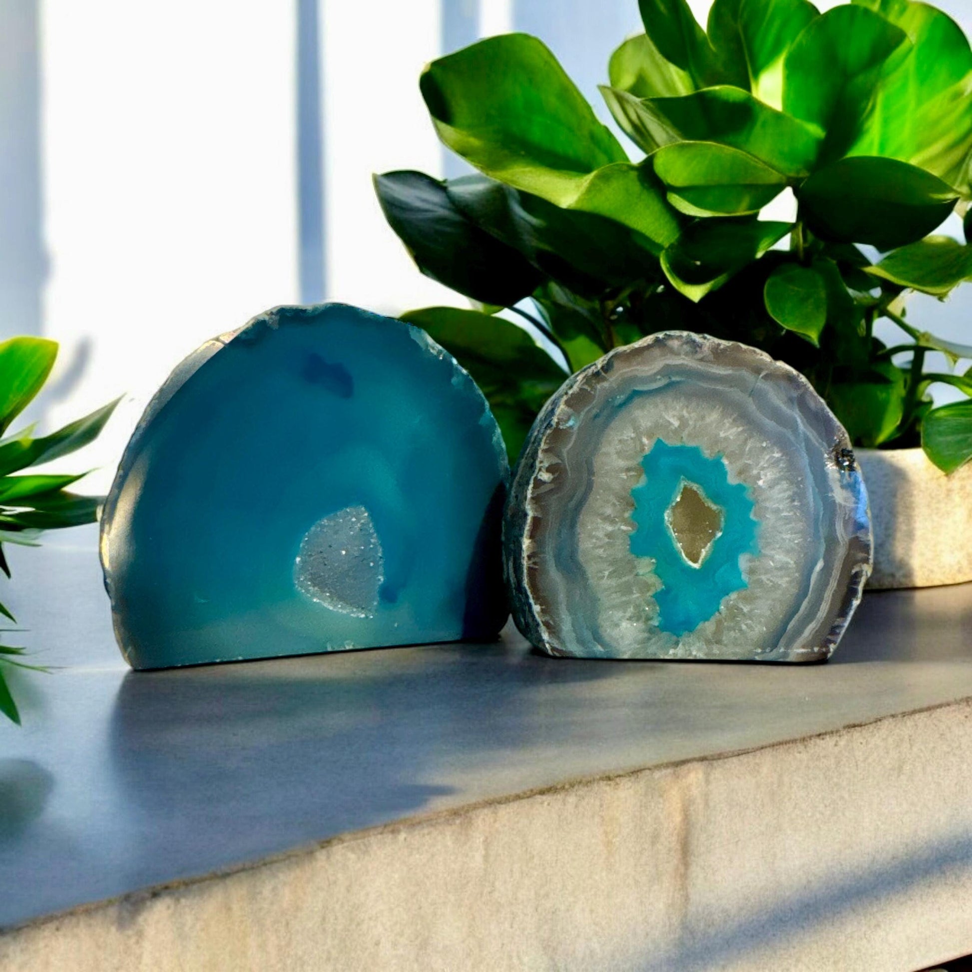 Teal Agate Standing Cut Base: Crystal of Renewal & Balance