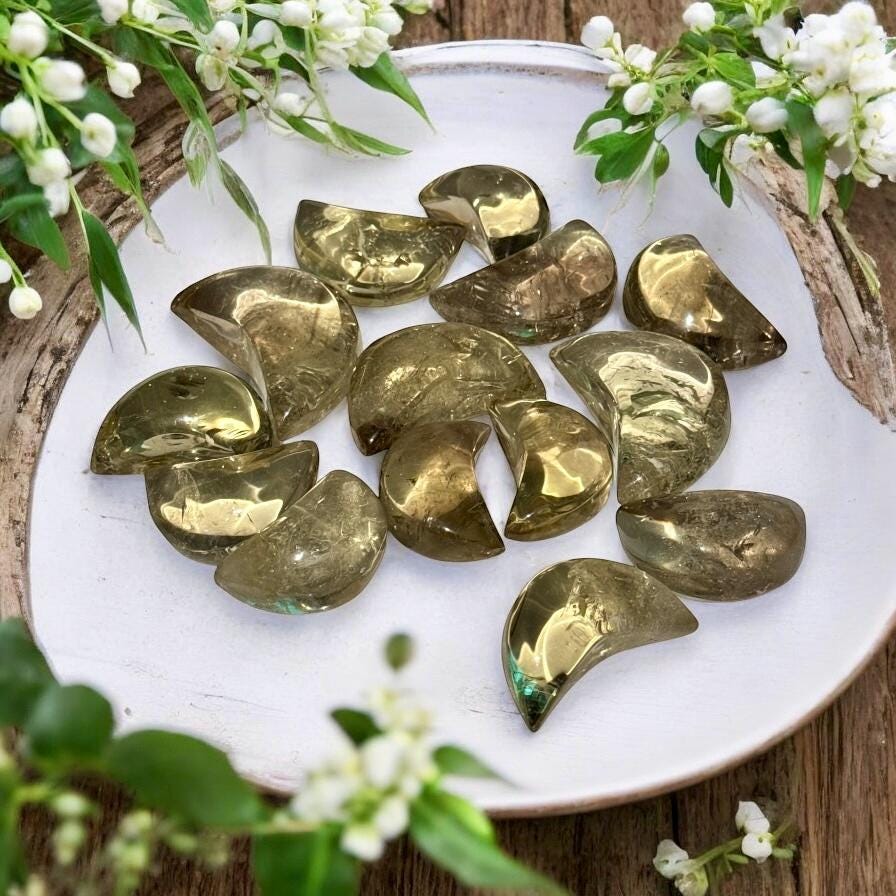 Citrine Crescent Moon Crystal – Polished Abundance Stone