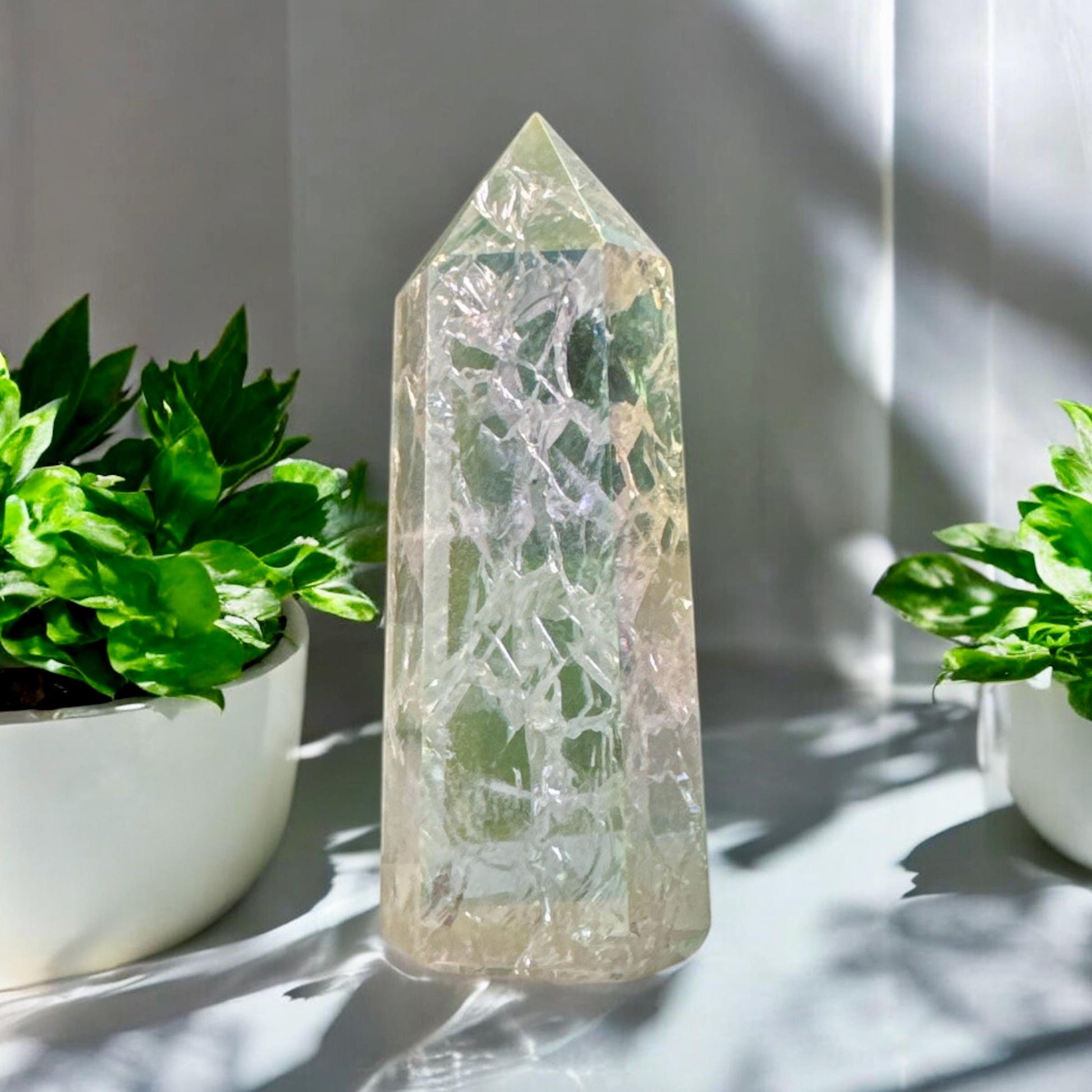 Aura Crackle Quartz Tower: Iridescent Crystal Point, Luna by Louise