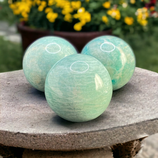 Polished Amazonite Crystal Sphere: Calming Stone for Meditation (45mm)