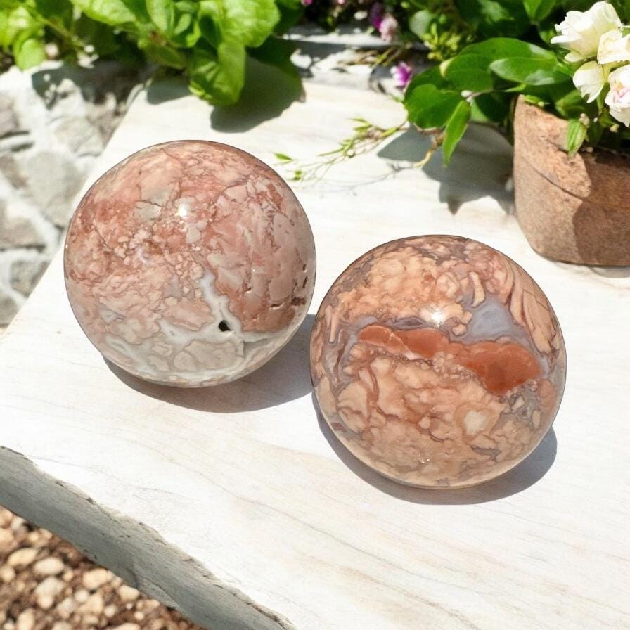 Pink Agate Sphere - Luna by Louise, Crystal Shop UK | Grounding Energy and Heart Healing
