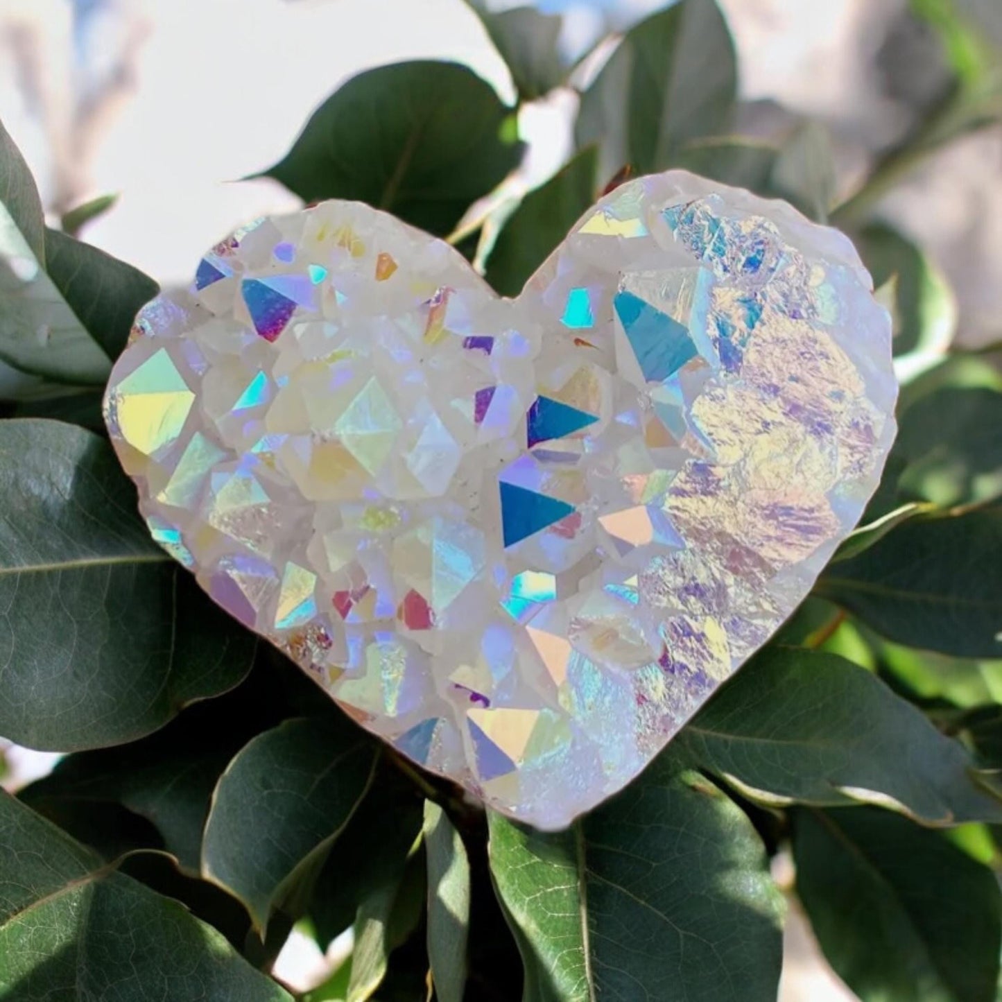 Angel Aura White Quartz Crystal Heart Cluster: Ethereal Healing Stone