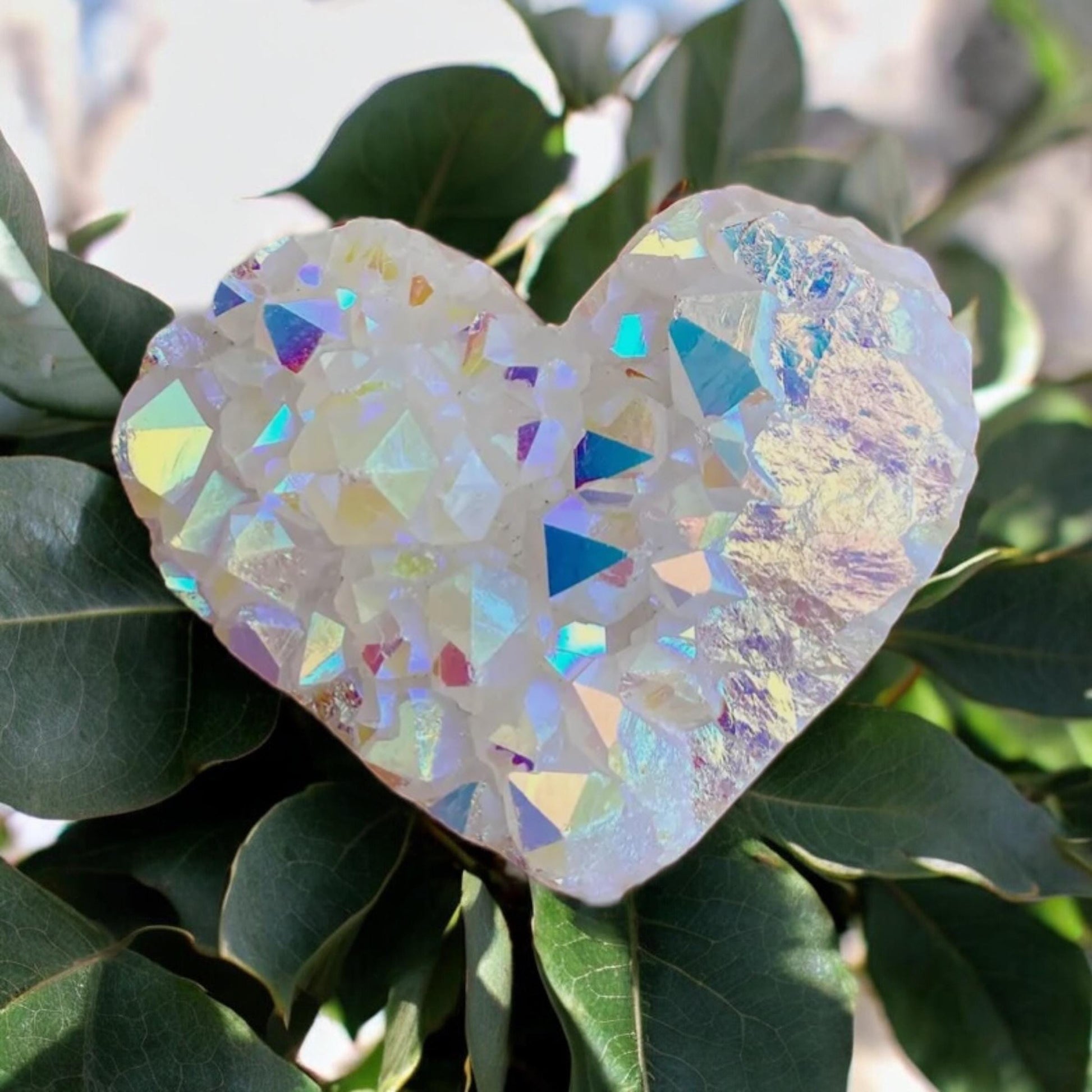 Angel Aura White Quartz Crystal Heart Cluster: Ethereal Healing Stone