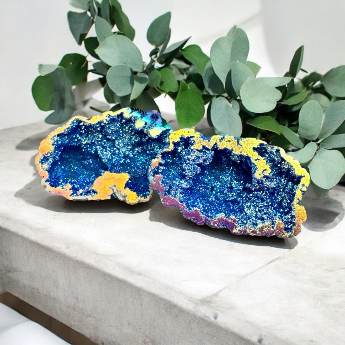 Midnight Aura Geode: Shimmering Crystal Decor, Gift Boxed