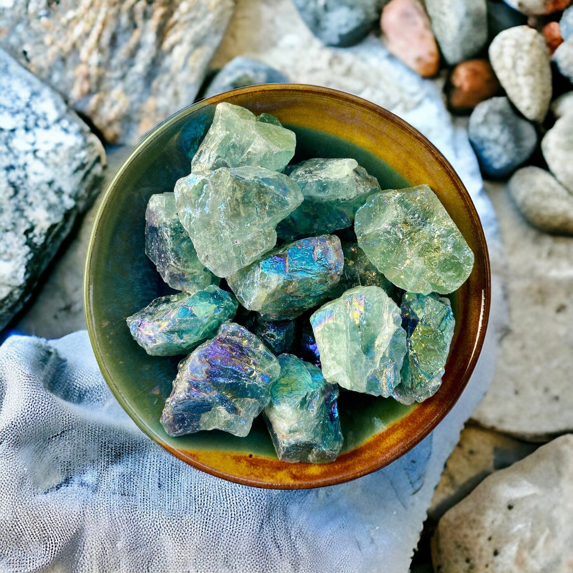 Raw Aura Green Fluorite Crystal Piece,  Aura Fluorite for Calming Energy. Luna by Louise, Crystal Shop UK