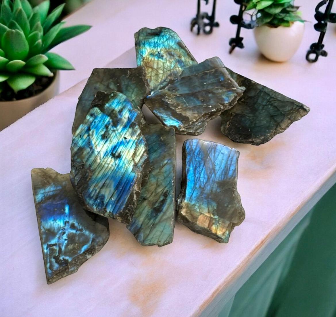 Flashy Labradorite Slab: Iridescent Crystal for Transformation