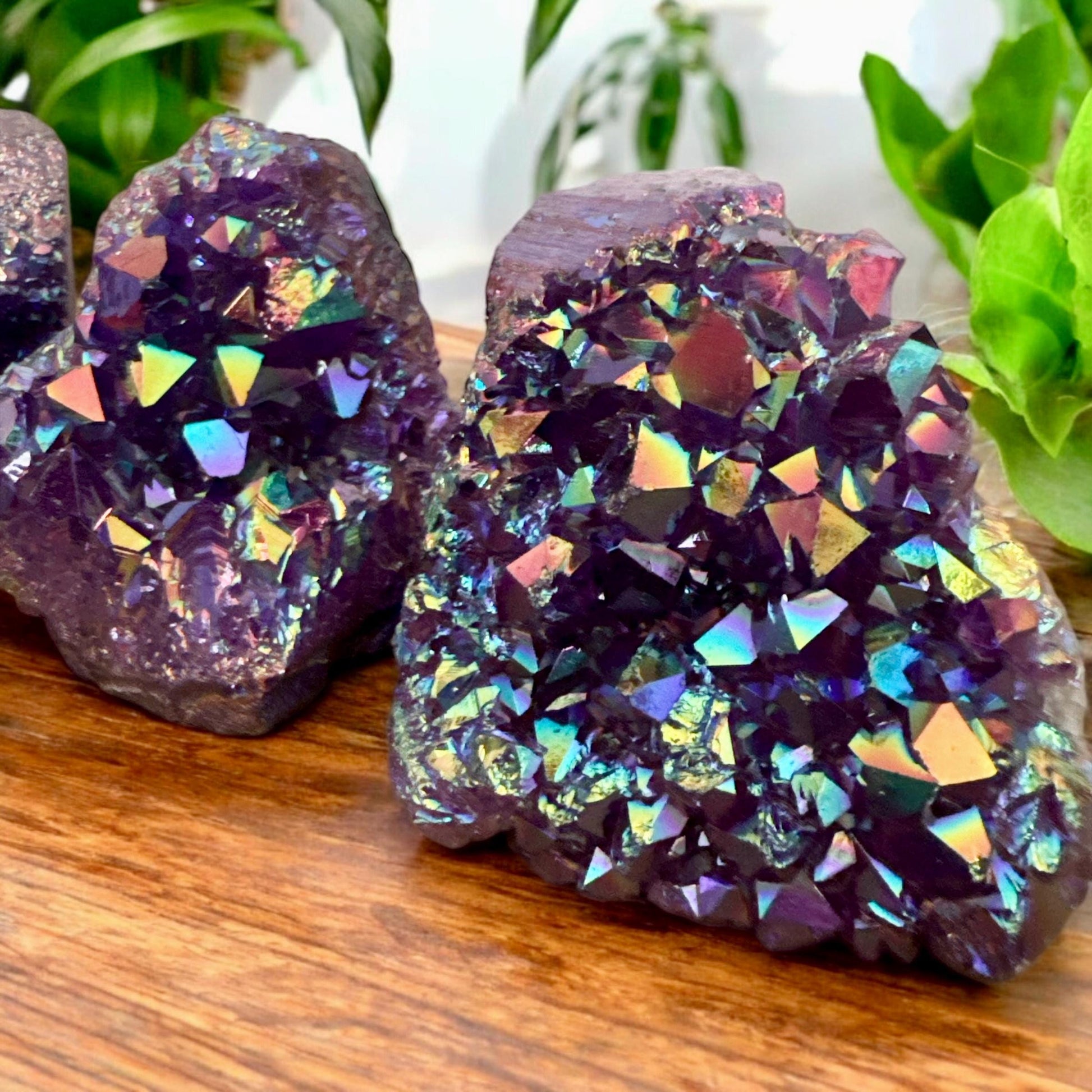 Purple Galaxy Aura Amethyst Cluster - Cosmic Decor
