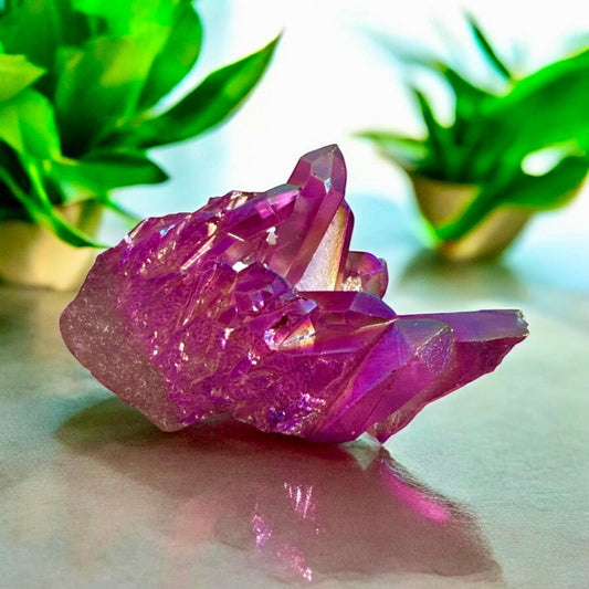 Purple Aura Lemurian Quartz Cluster: Unique Crystal (200g)