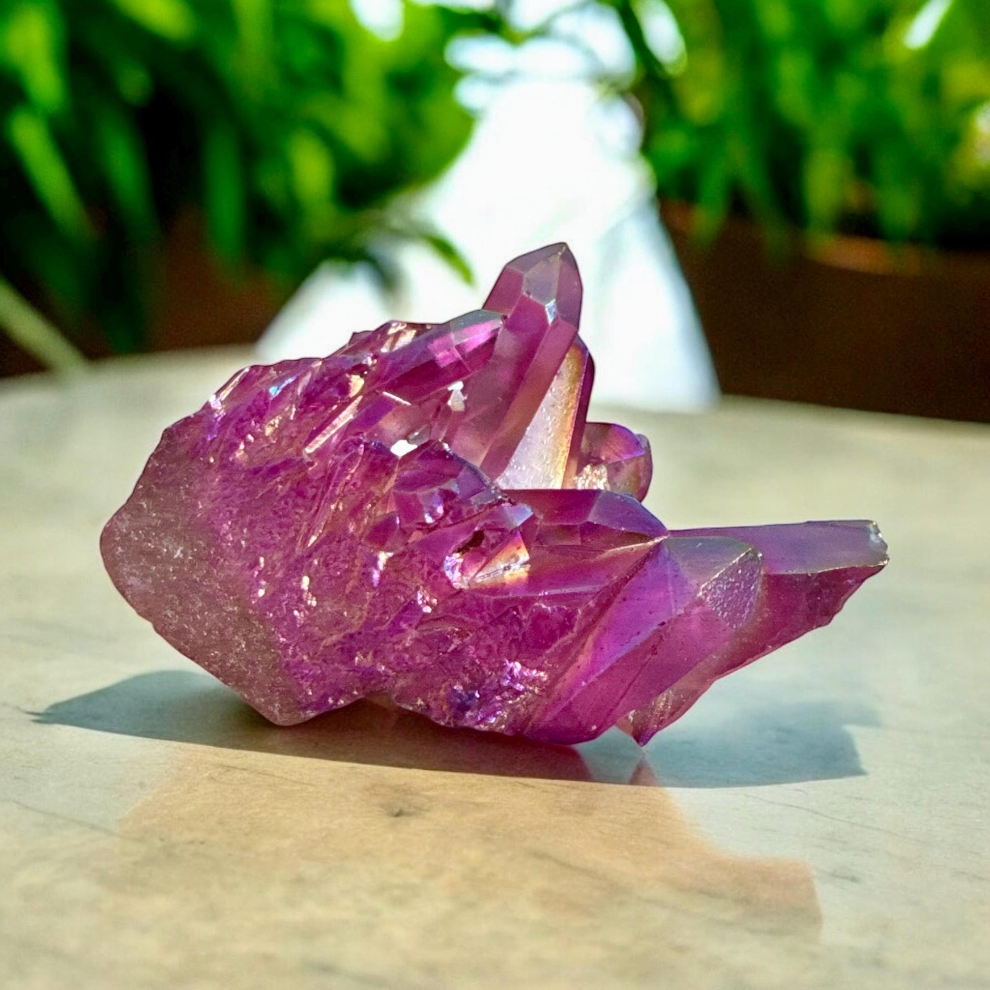 Purple Aura Lemurian Quartz Cluster: Unique Crystal (200g)
