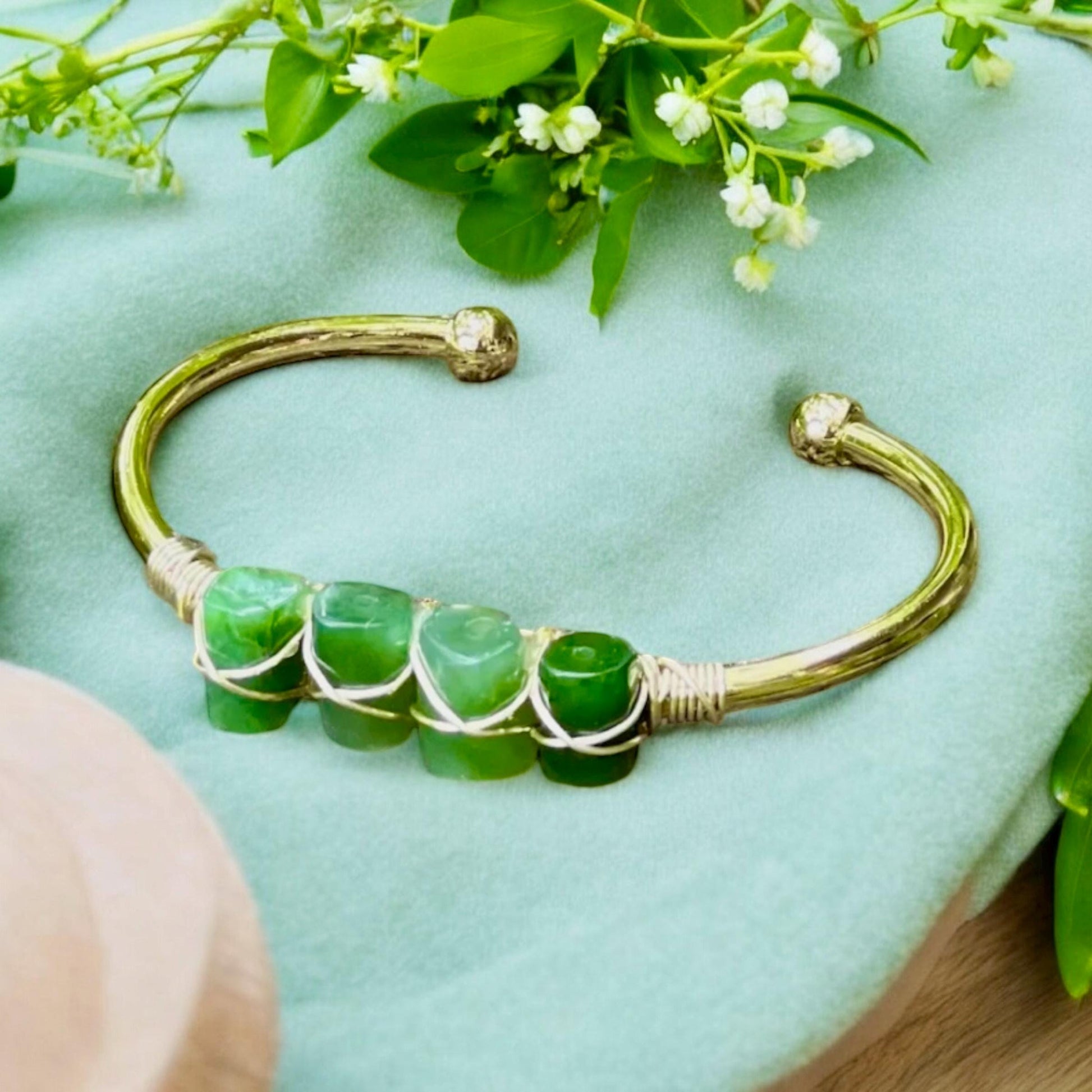 Australian Jade Cuff Bangle | Handmade Crystal Bracelet | Luna by Louise, Crystal Shop UK