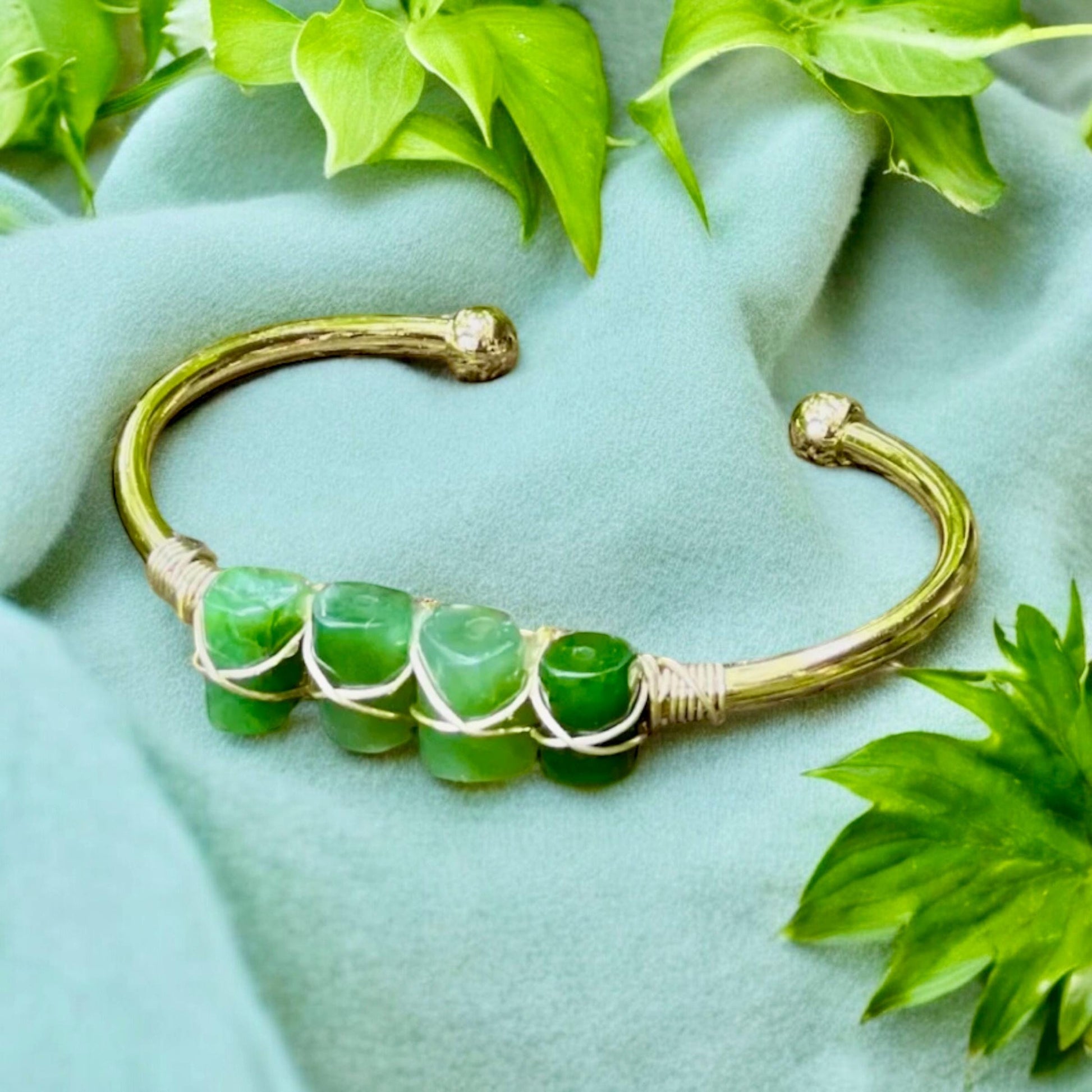 Australian Jade Cuff Bangle | Handmade Crystal Bracelet | Luna by Louise, Crystal Shop UK