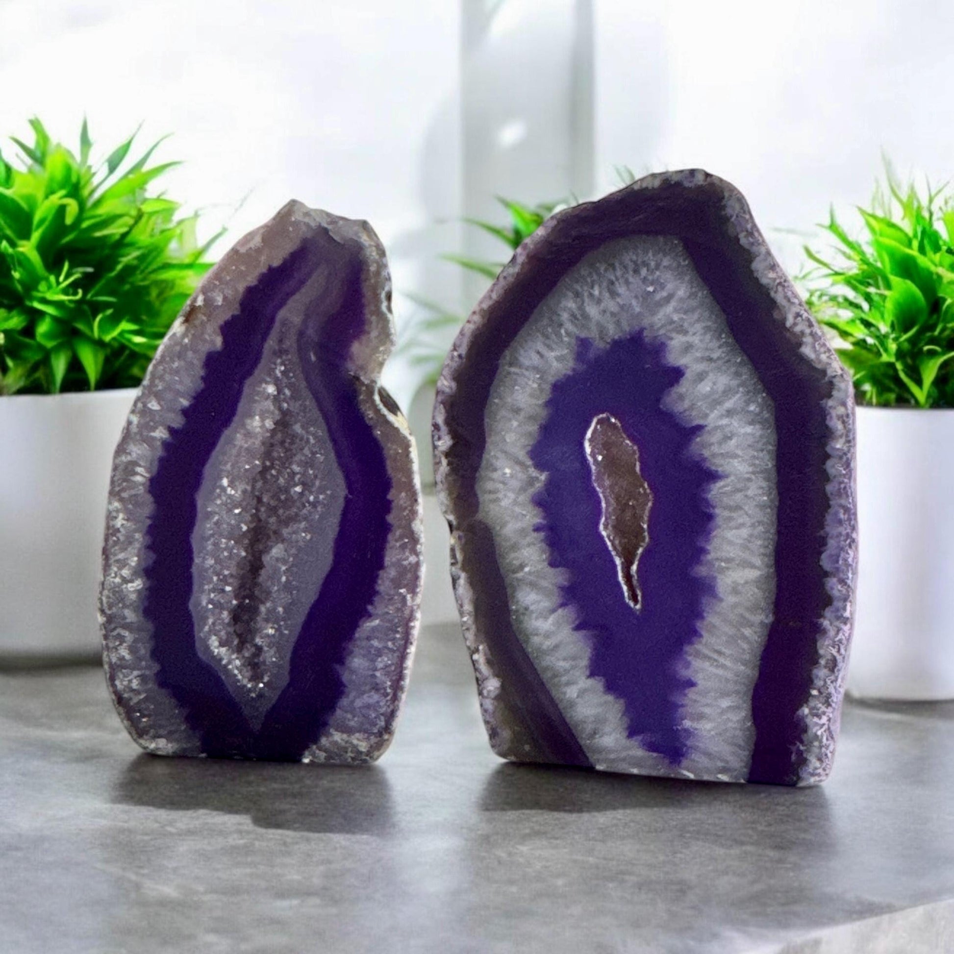 Purple Agate Crystal Slice: Intuition & Spiritual Growth