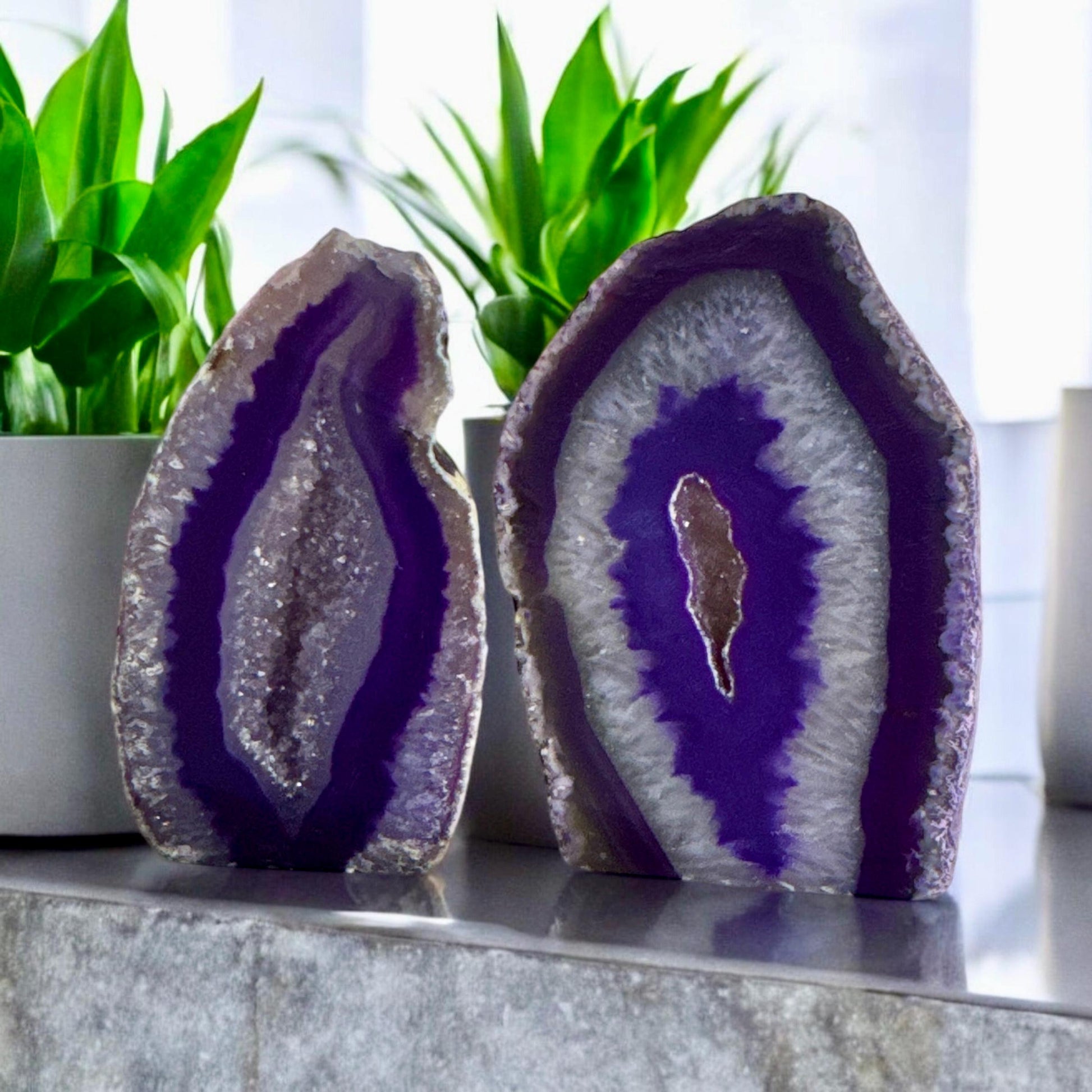 Purple Agate Crystal Slice: Intuition & Spiritual Growth