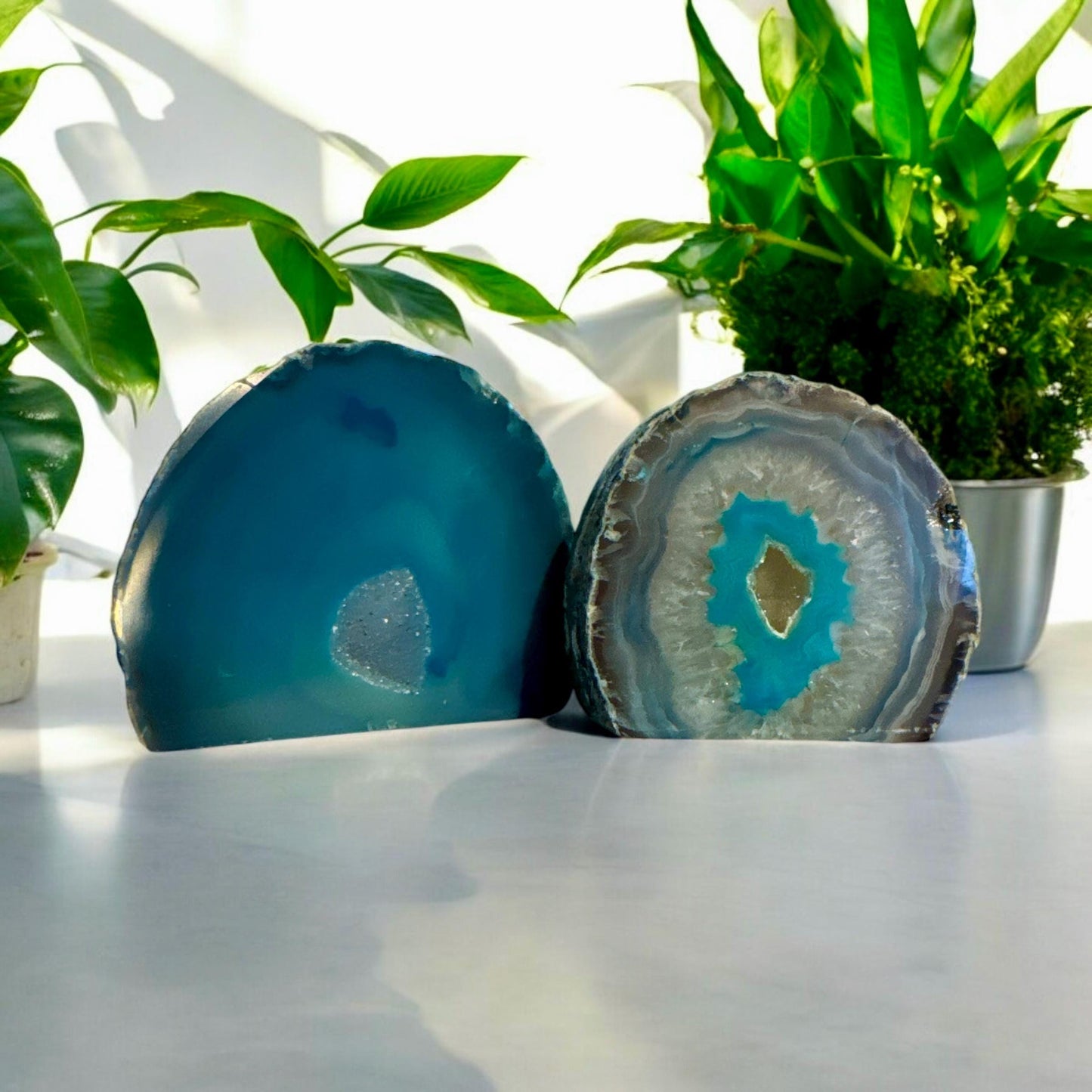 Teal Agate Standing Cut Base: Crystal of Renewal & Balance