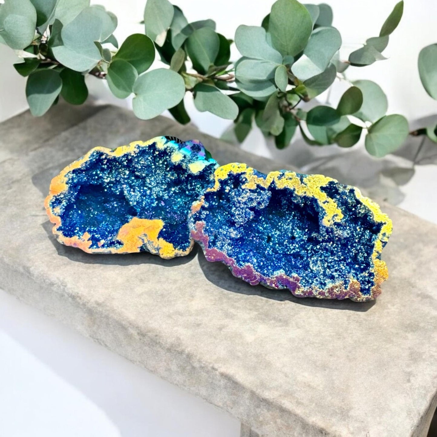 Midnight Aura Geode: Shimmering Crystal Decor, Gift Boxed