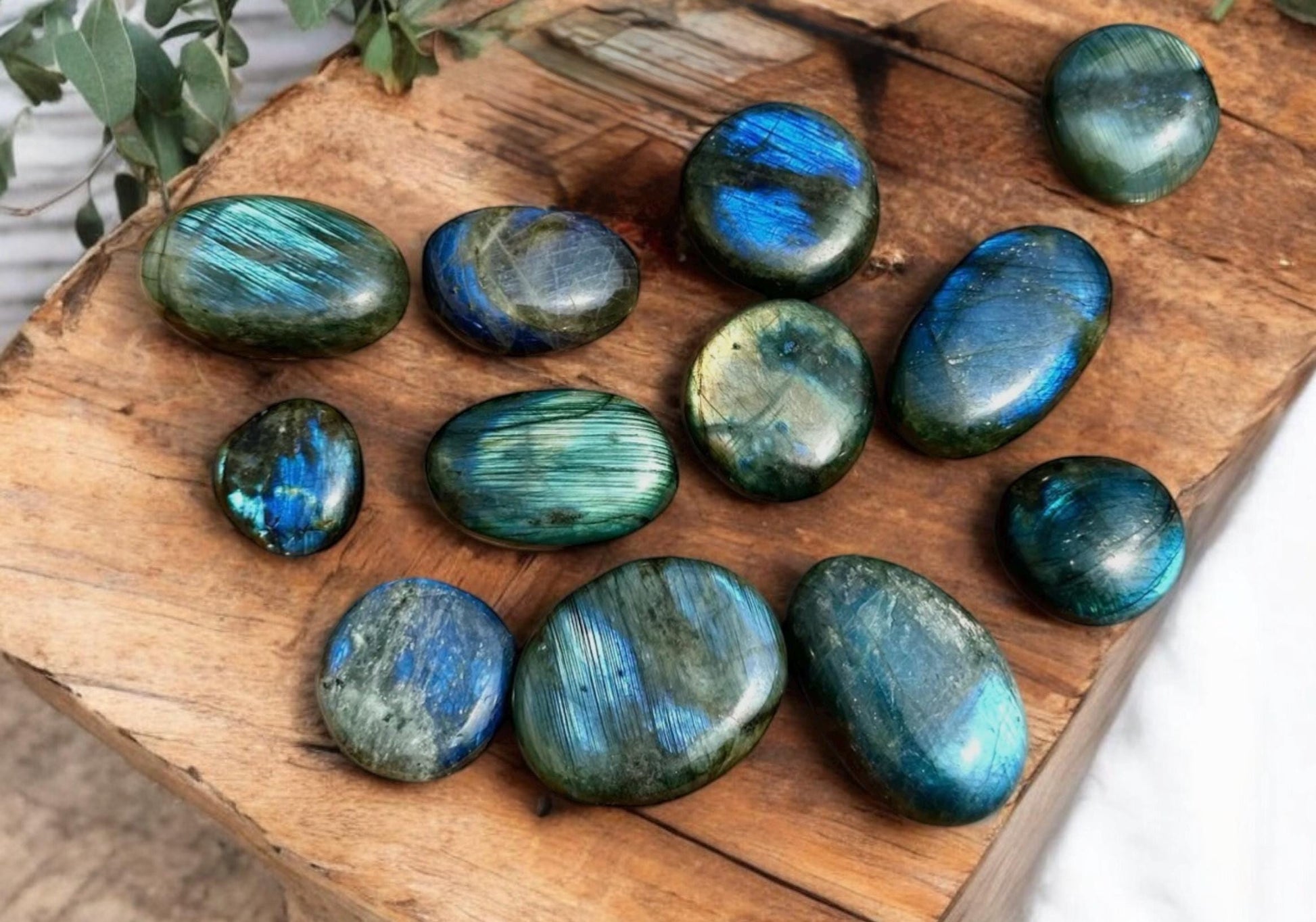 Labradorite Palm Stone: Iridescent Crystal for Intuition (40mm x 40mm)