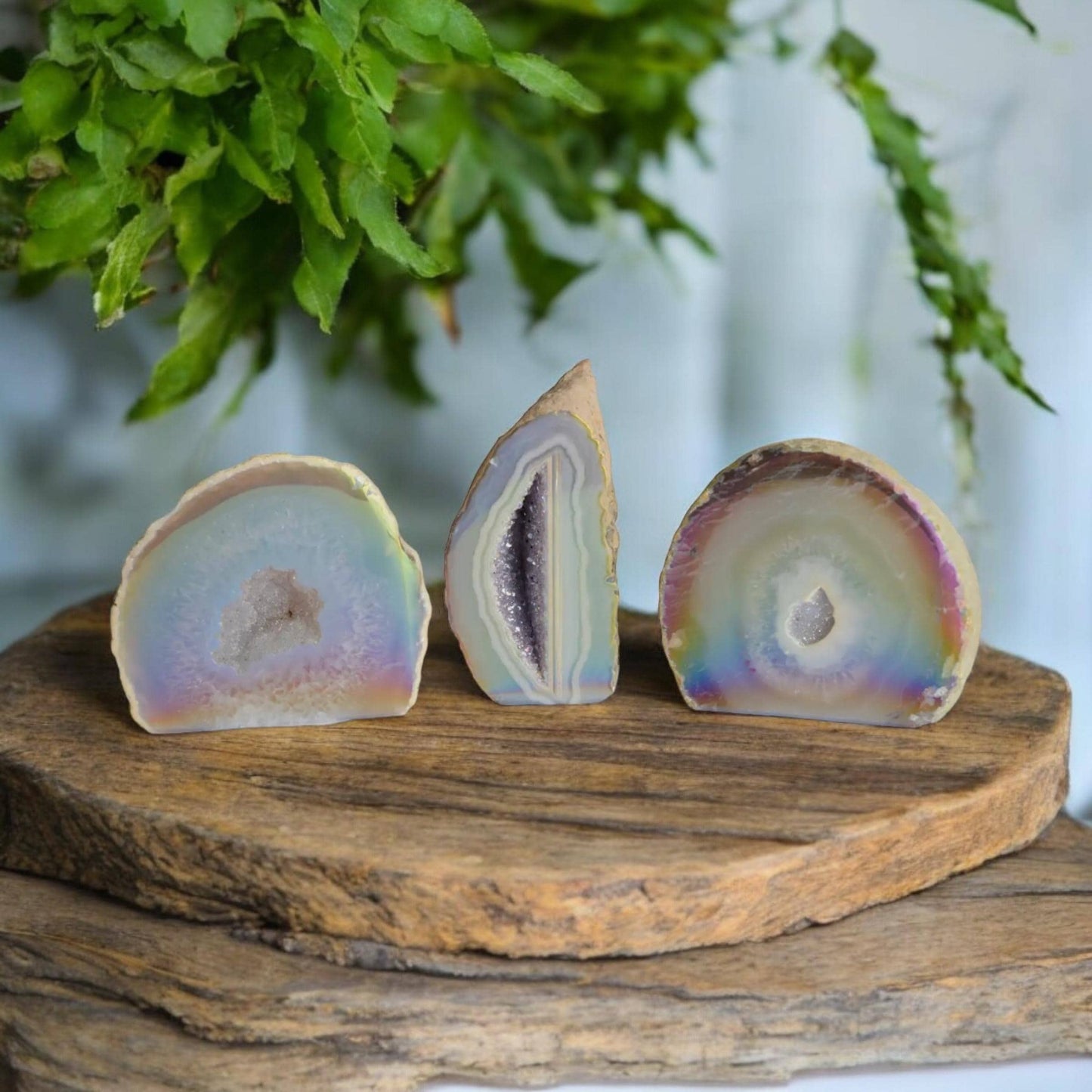 Aura Agate Geode Druze: Ethereal Standing Stone