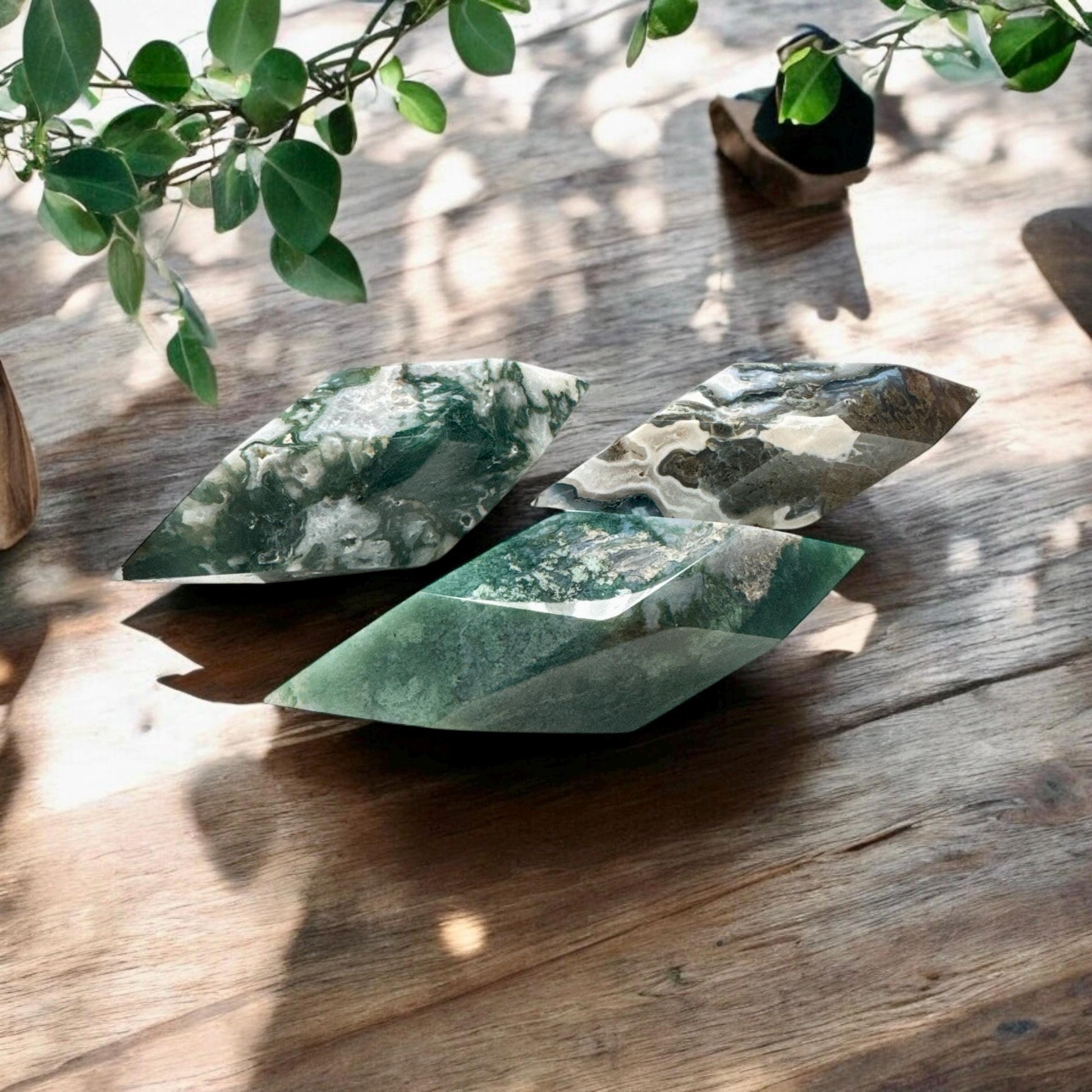 Moss Agate Prism: Unique Crystal Free Form