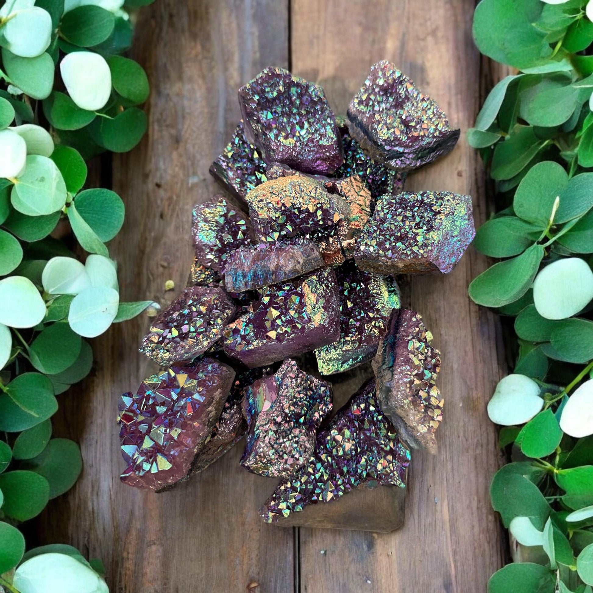 Purple Galaxy Aura Amethyst Cluster: Cosmic Crystal Decor