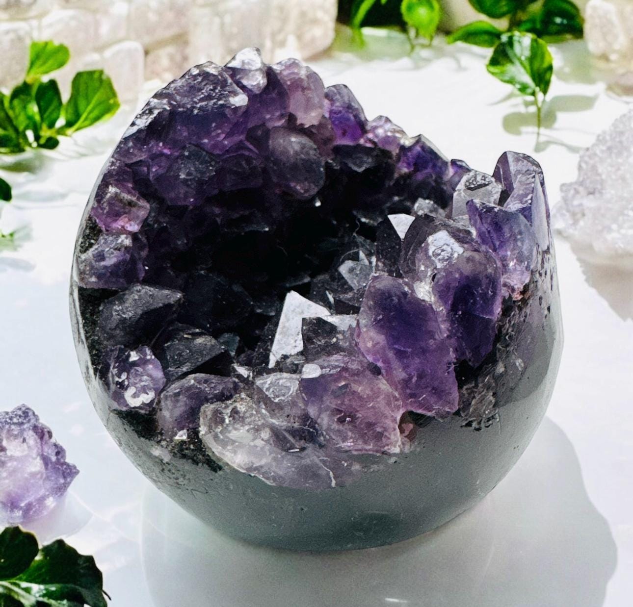 Dark Amethyst Crystal Cluster Sphere: Spiritual Protection, Luna by Louise