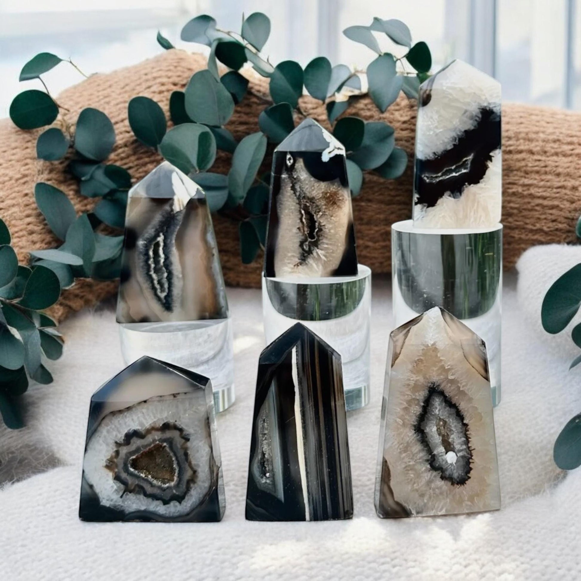 Black Onyx Natural Druze Obelisk Tower – Protective & Grounding Crystal. Luna by Louise, Crystal Shop UK