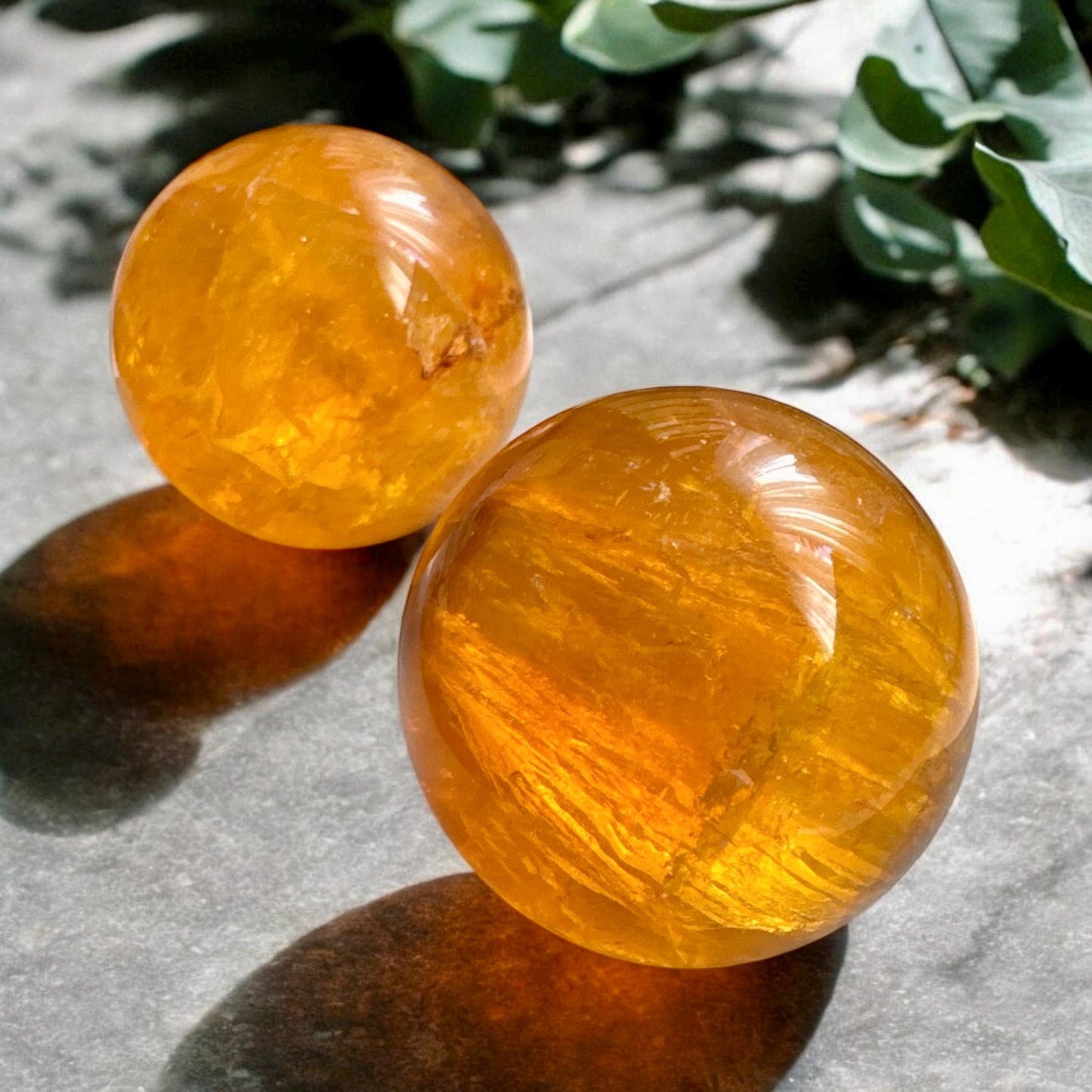 Yellow Fluorite Sphere with Mica: Crystal Healing, Confidence & Creativity
