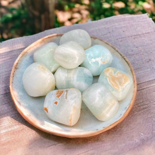 Caribbean Calcite Tumble/Pocket Crystal - Tranquil Crystal Beauty. Luna by Louise, Crystal Shop UK