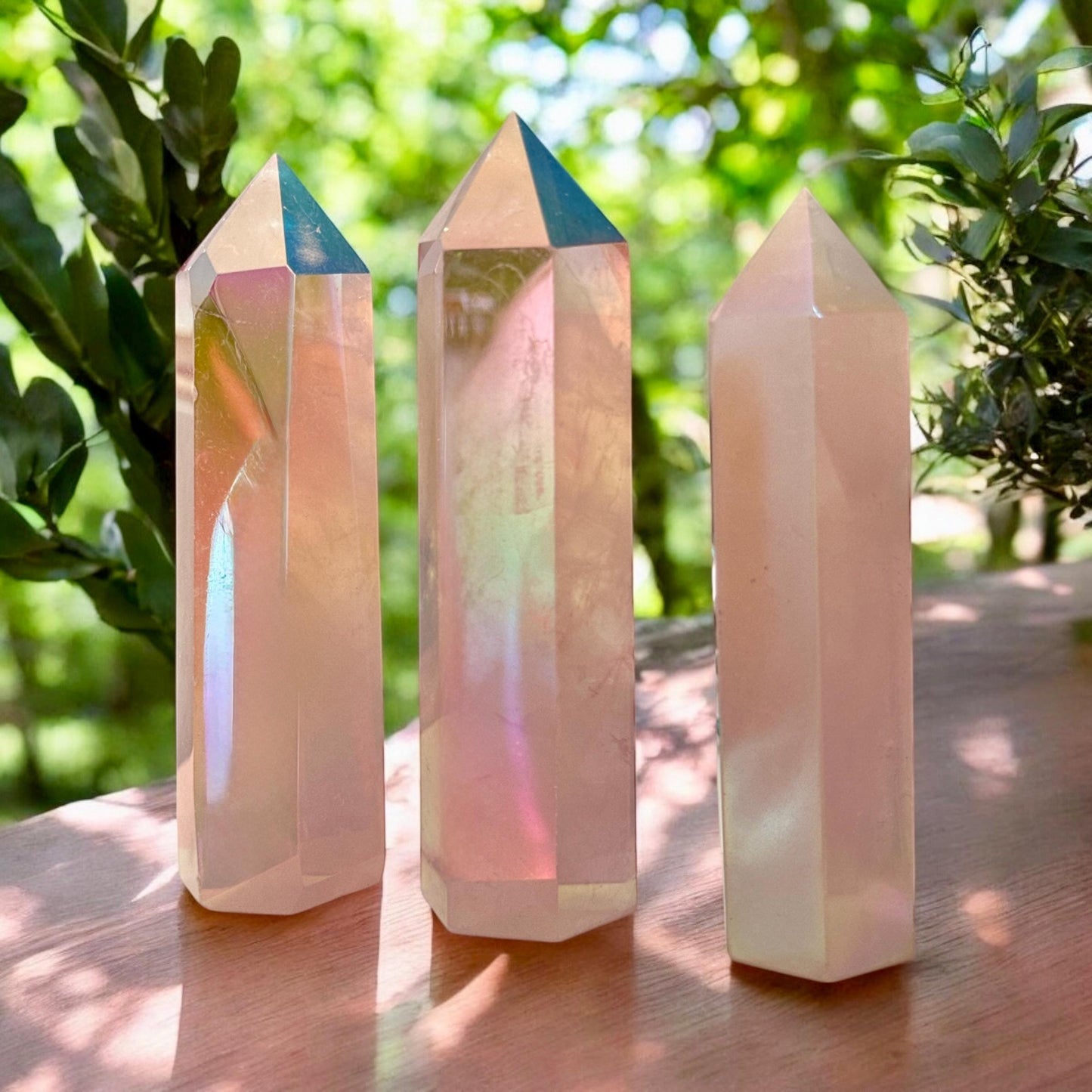 Rose Aura Quartz Crystal Tower: Love and Compassion Healing Stone