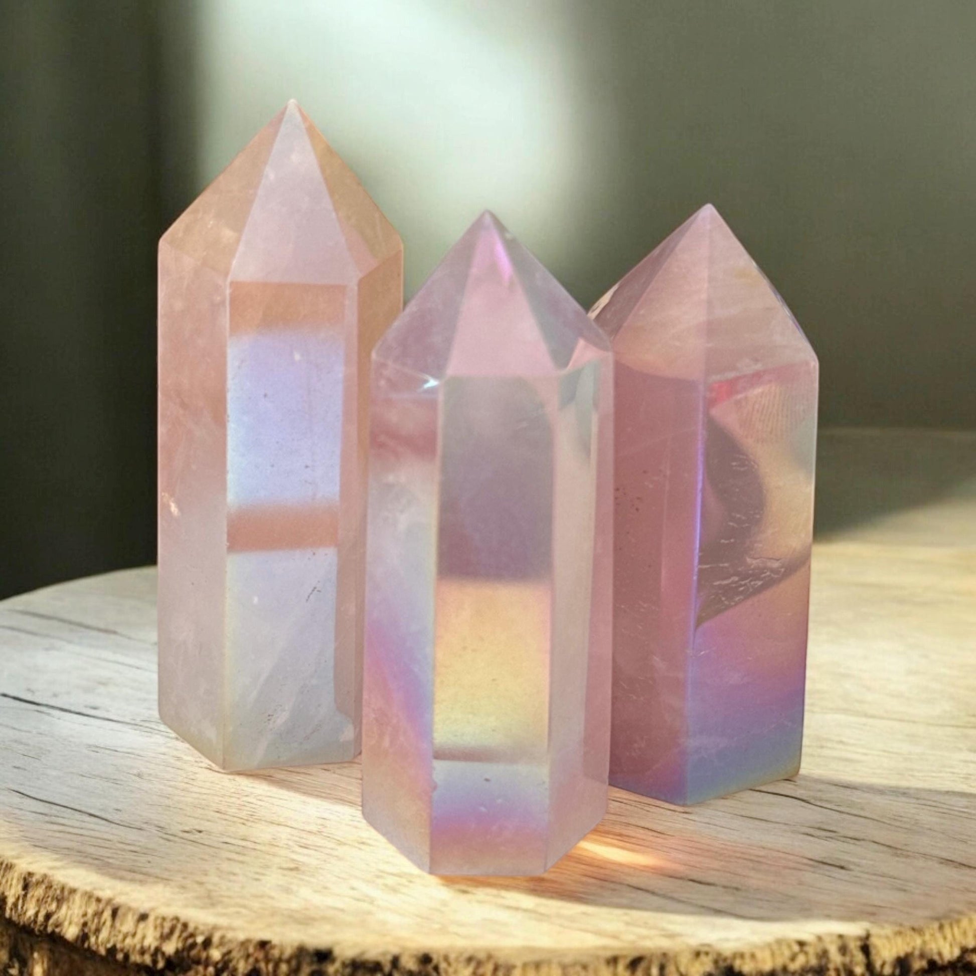Rose Aura Quartz Crystal Tower: Love & Compassion Healing Stone