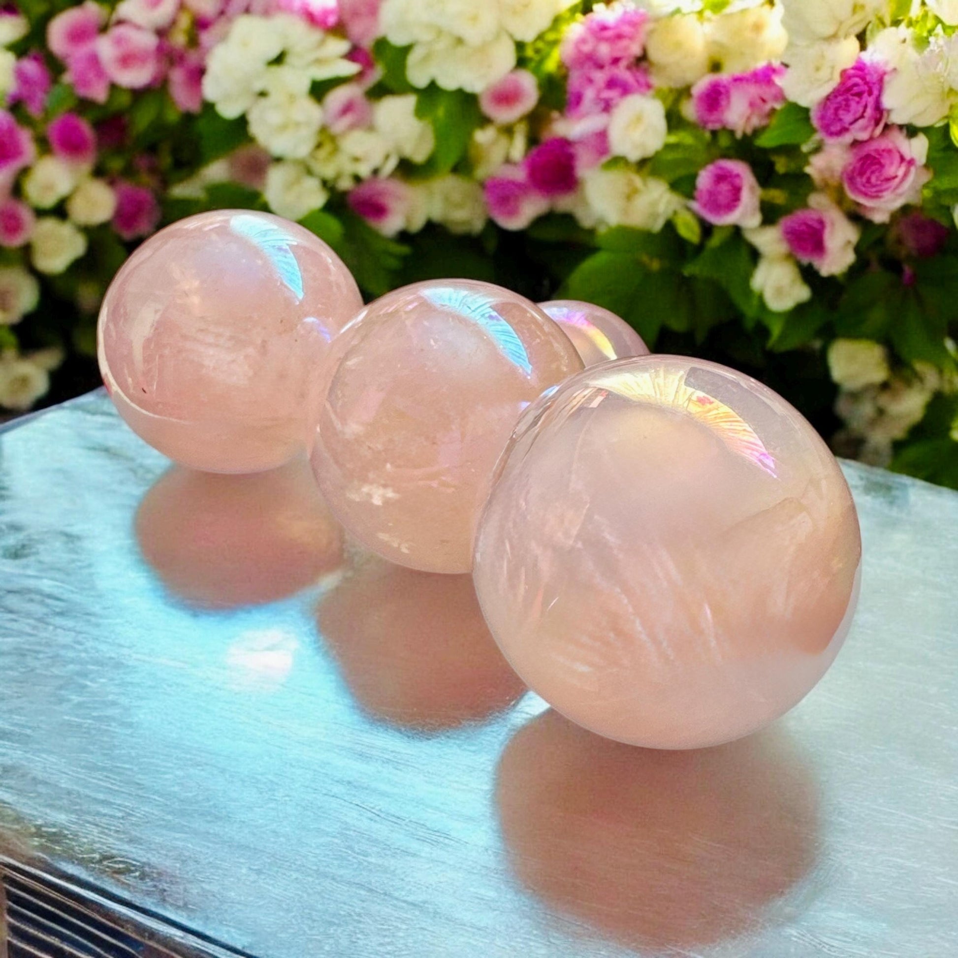 Rose Aura Quartz Crystal Sphere (40-45mm): Calming Home Decor