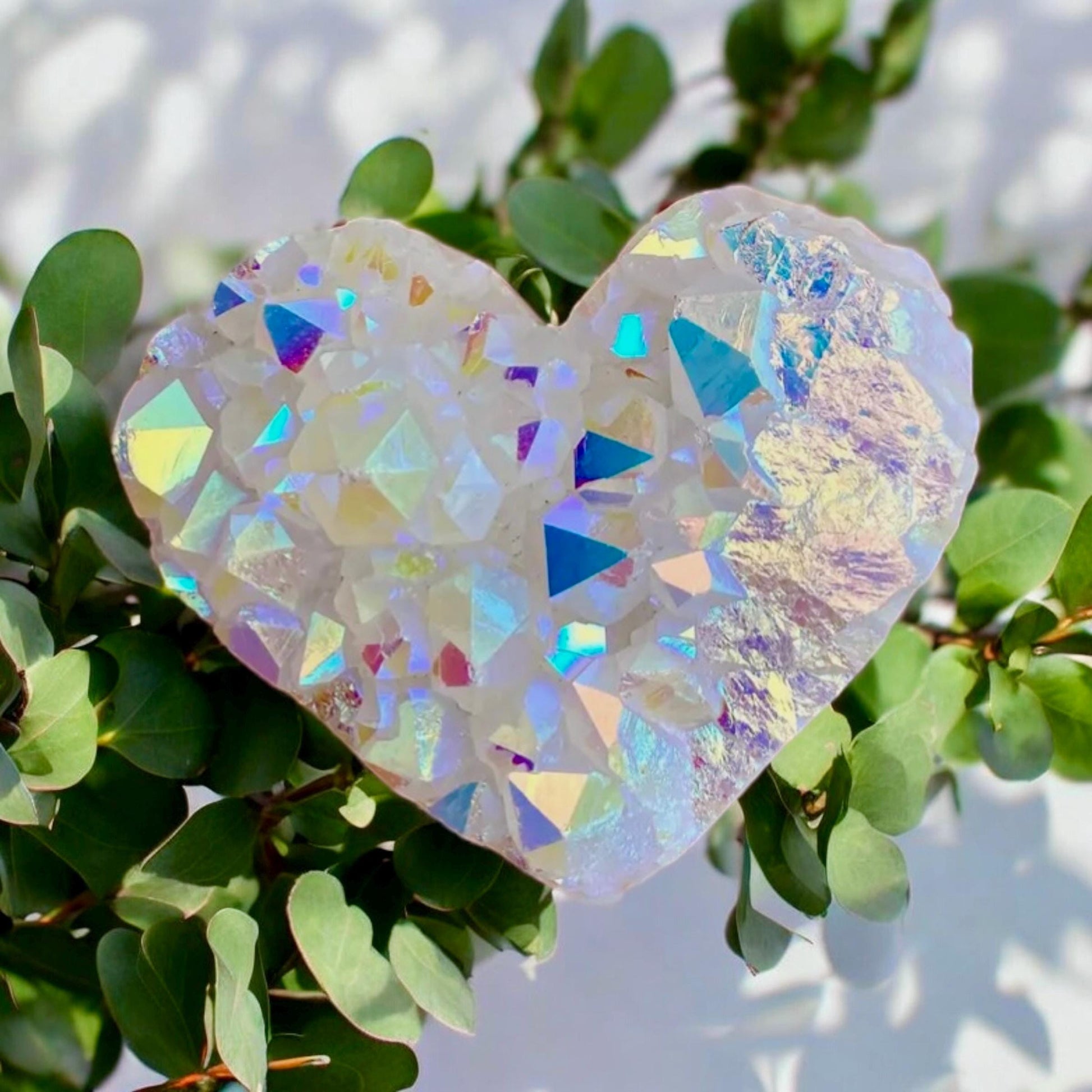 Angel Aura White Quartz Crystal Heart Cluster: Ethereal Healing Stone