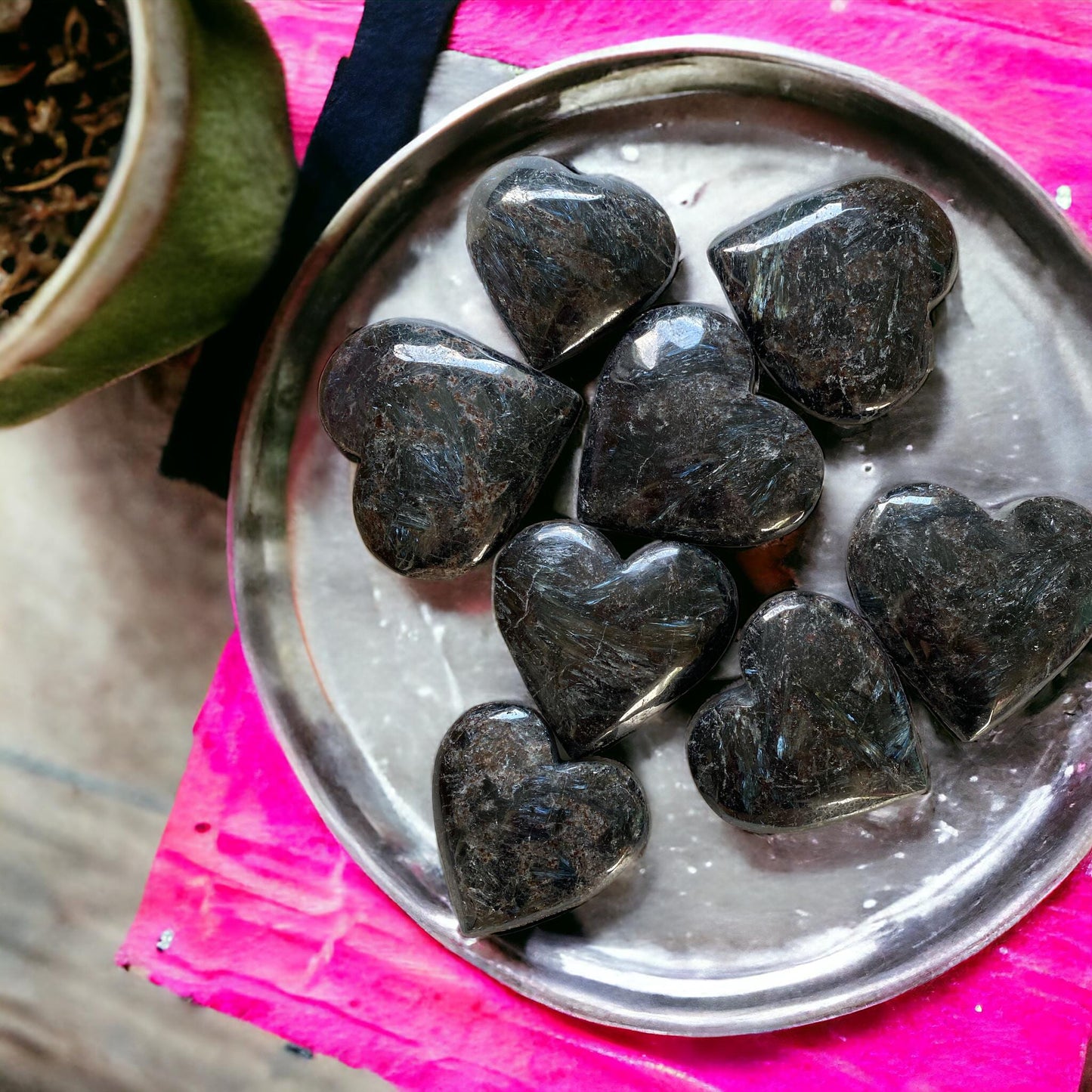 Astrophyllite Crystal Heart: Rare Luna Stone for Inner Strength