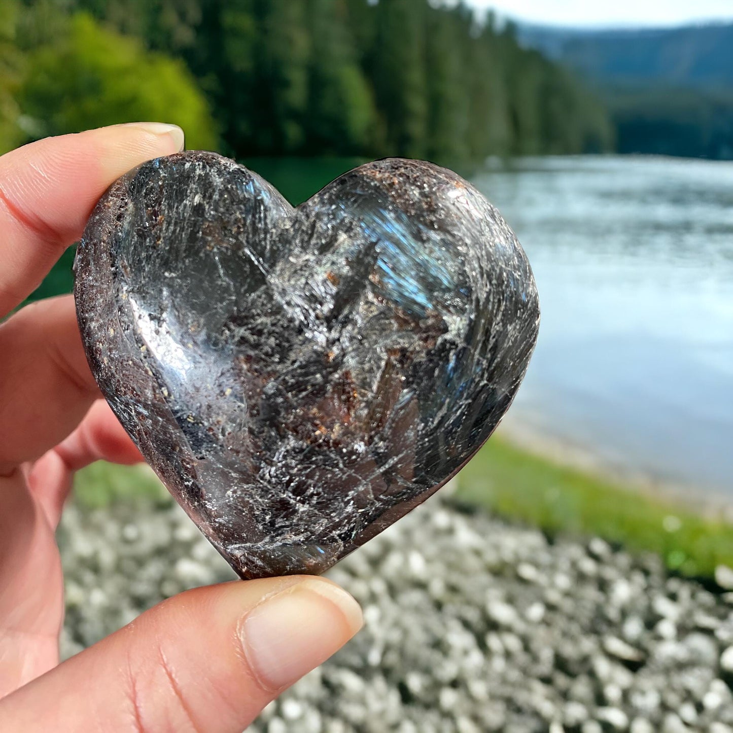 Astrophyllite Crystal Heart: Rare Luna Stone for Inner Strength