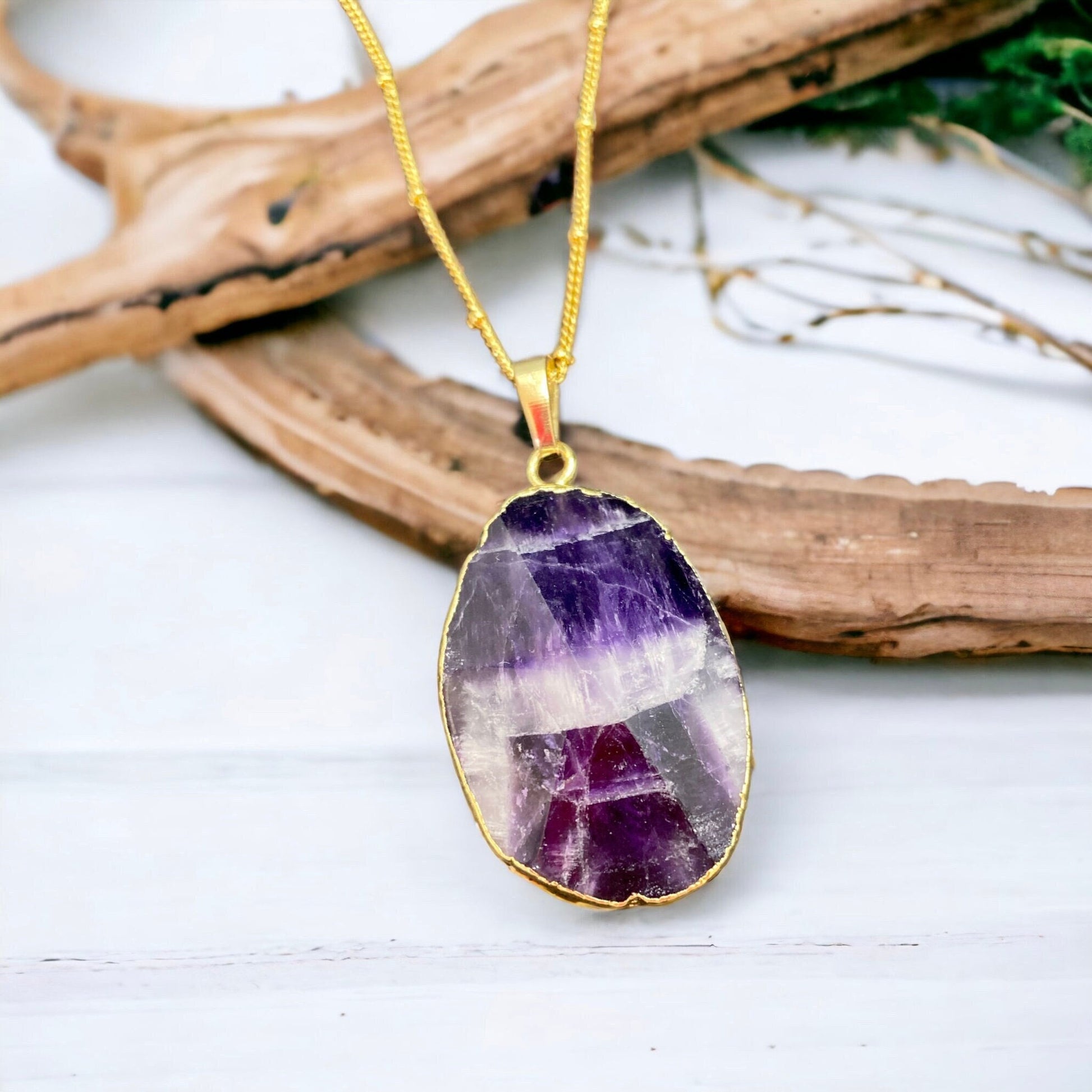 Uruguayan Amethyst Crystal Pendant: Handmade Boho Necklace