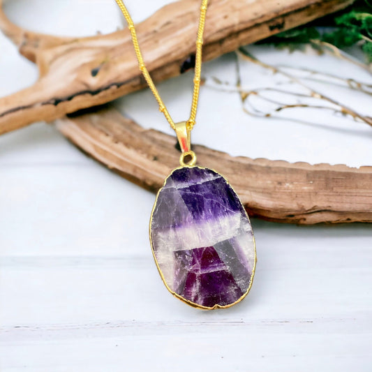Uruguayan Amethyst Crystal Pendant: Handmade Boho Necklace