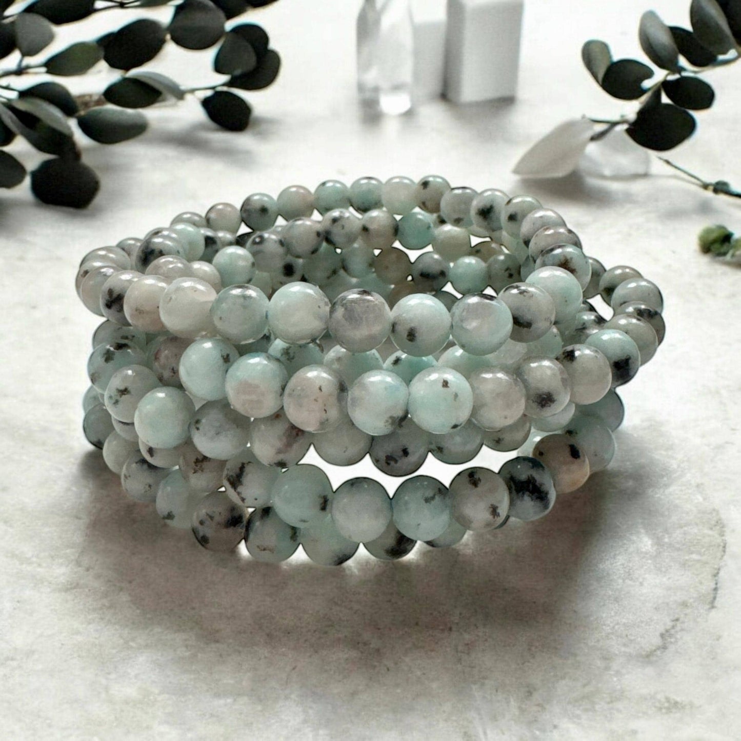 Handmade Kiwi Jasper Beaded Bracelet: Soothing Crystal Jewelry