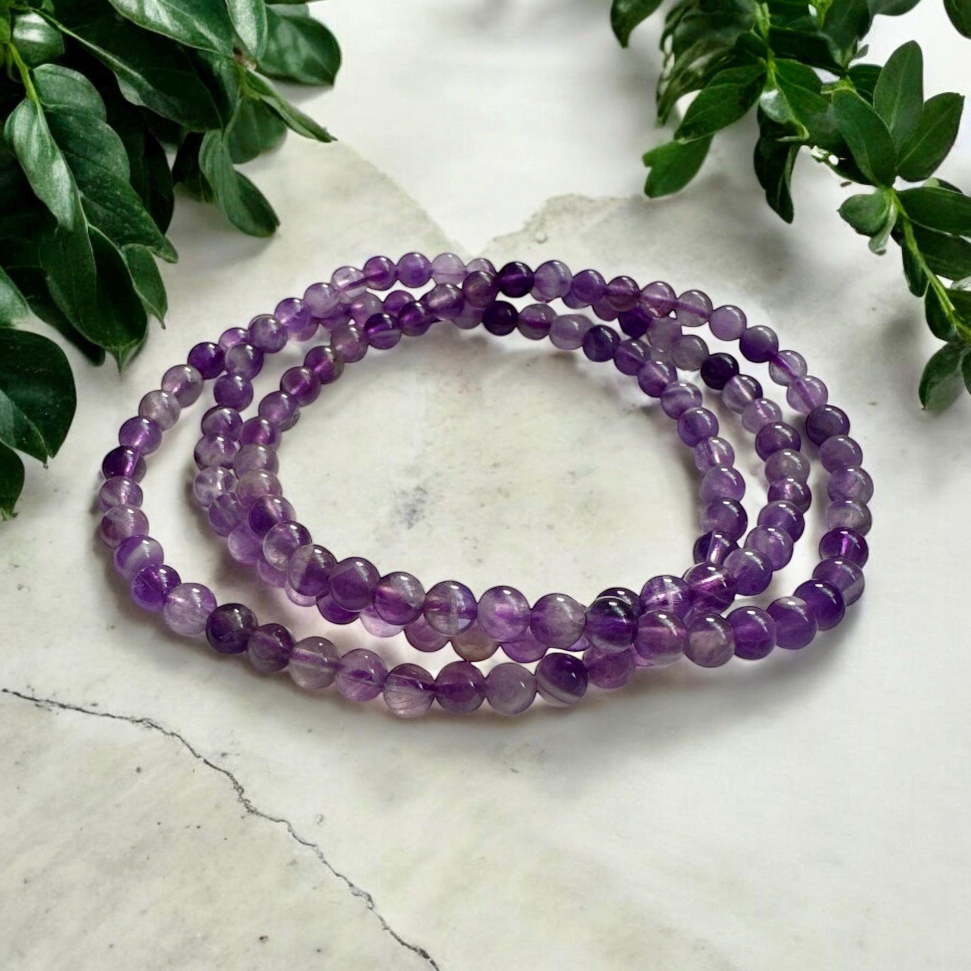 Amethyst Crystal Bead Bracelet: Handmade 4mm Healing Gemstone