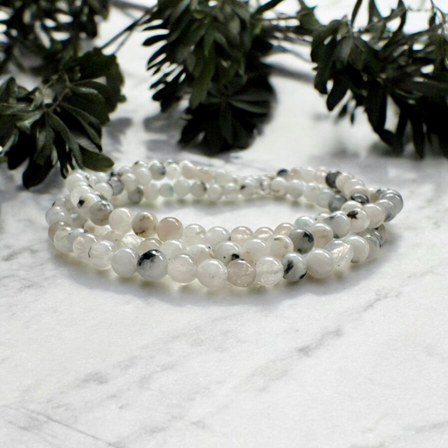 Rainbow Moonstone Beaded Bracelet: 4mm Crystal, Divine Feminine Energy, 7.5"