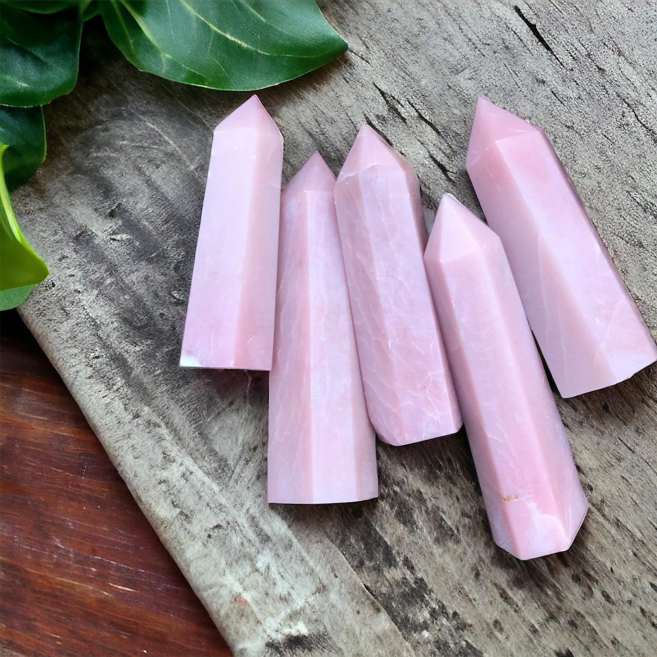 Pink Opal Crystal Tower: Healing Gemstone Obelisk