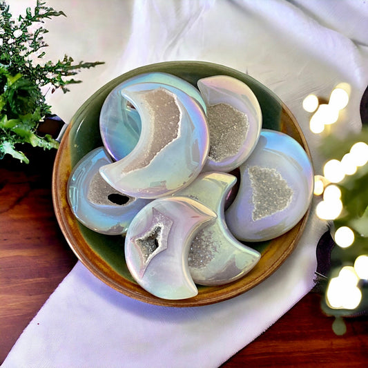 Agate Druze Aura Moon, Magical Agate Druze Aura Moon Crystal. Luna by Louise, Crystal Shop UK