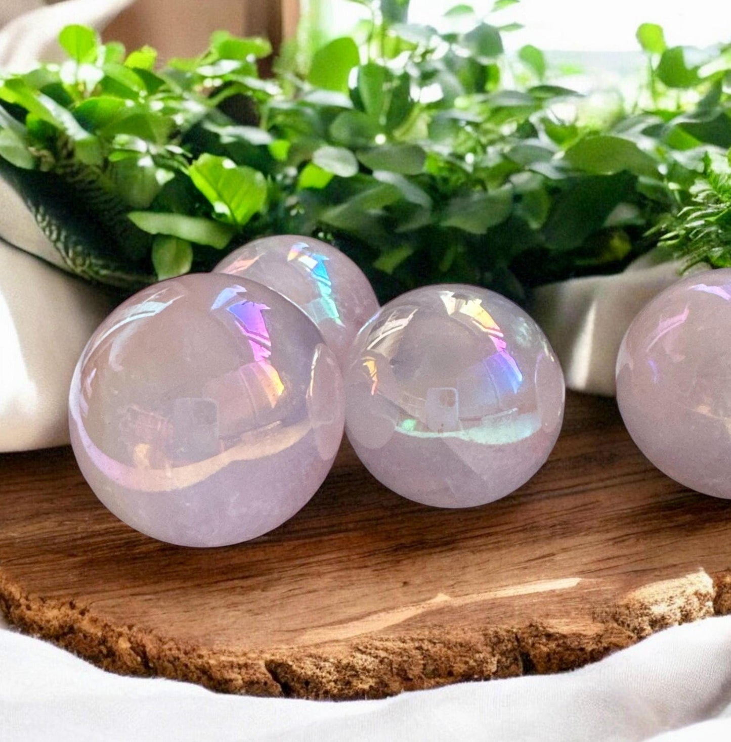 Rose Aura Quartz Crystal Sphere: Calming Spiritual Decor (30-35mm)