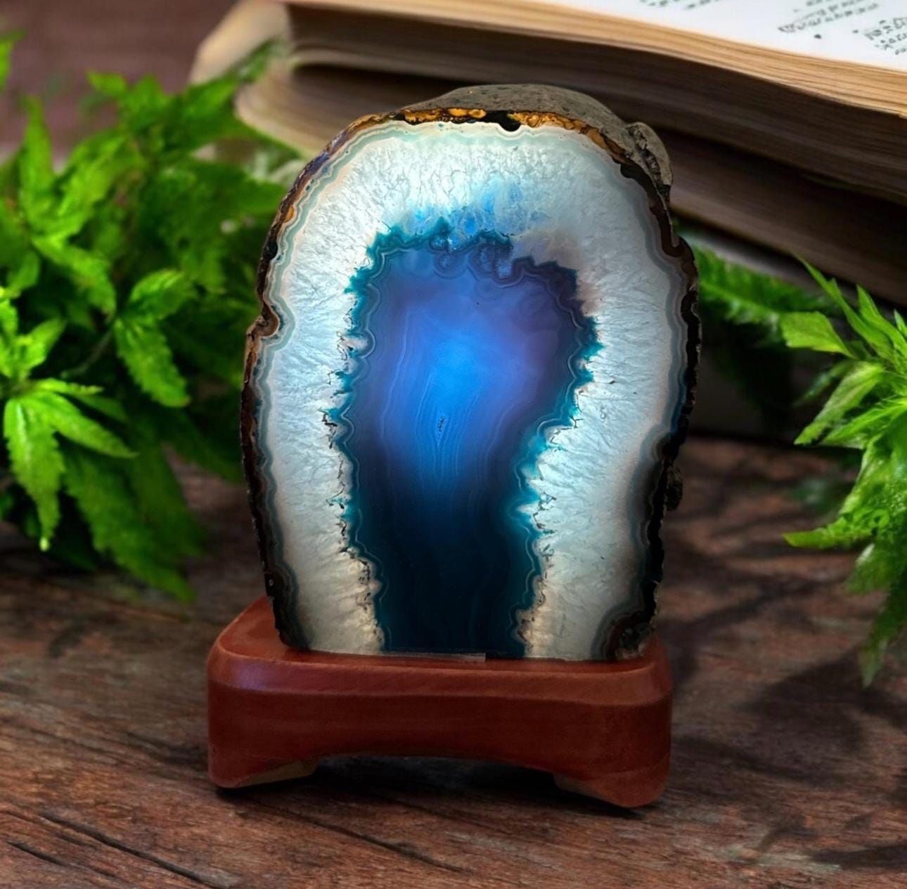 Pink Agate Geode Lamp: Luna by Louise, Crystal Shop UK