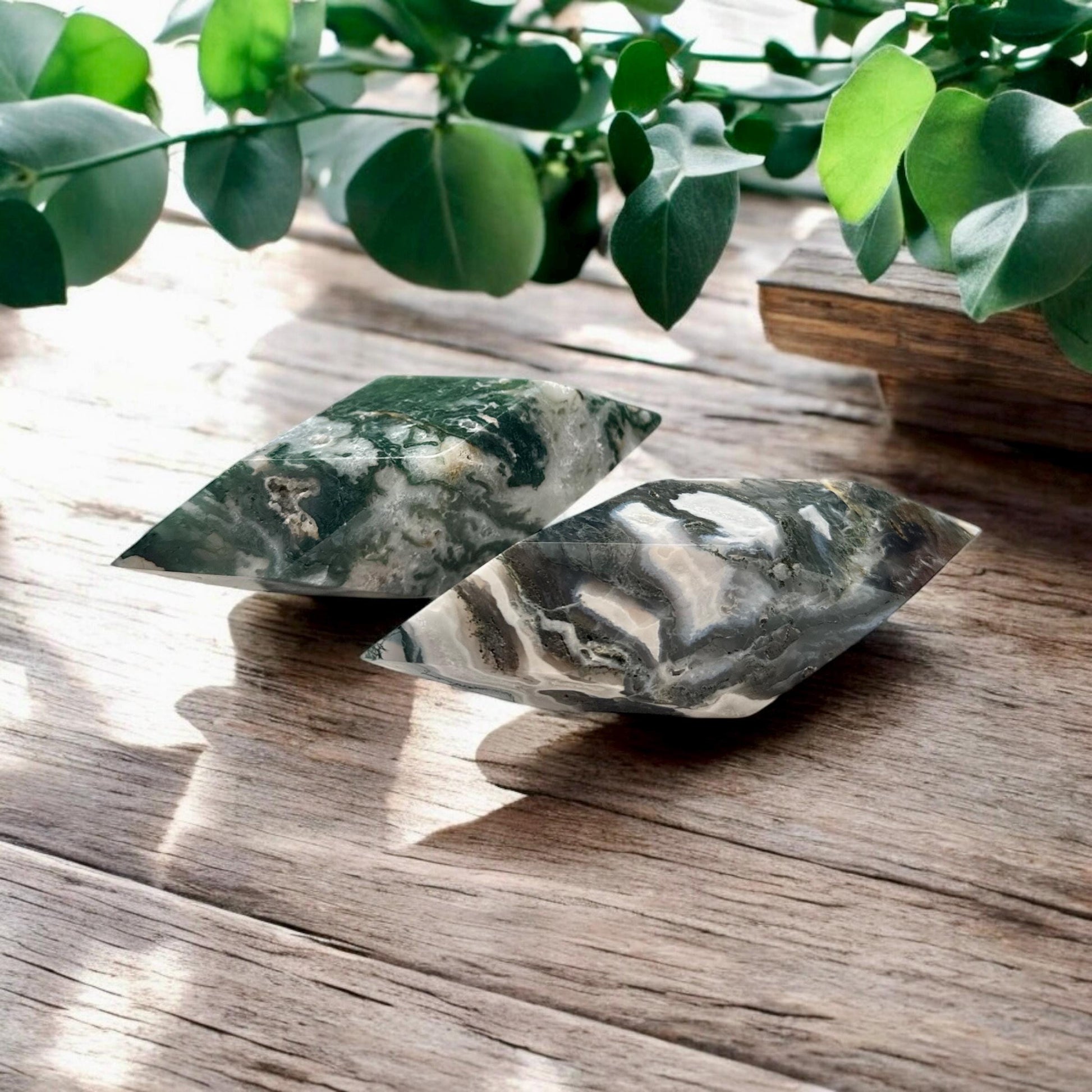 Moss Agate Prism: Unique Crystal Free Form