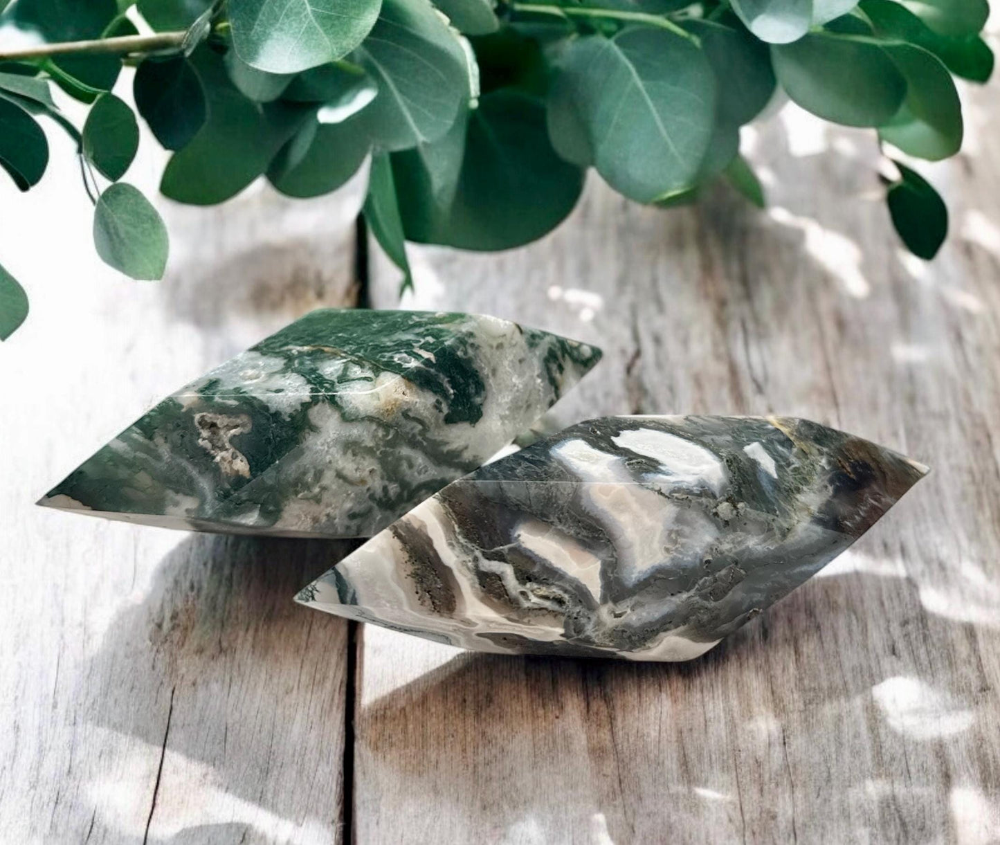 Moss Agate Prism: Unique Crystal Free Form