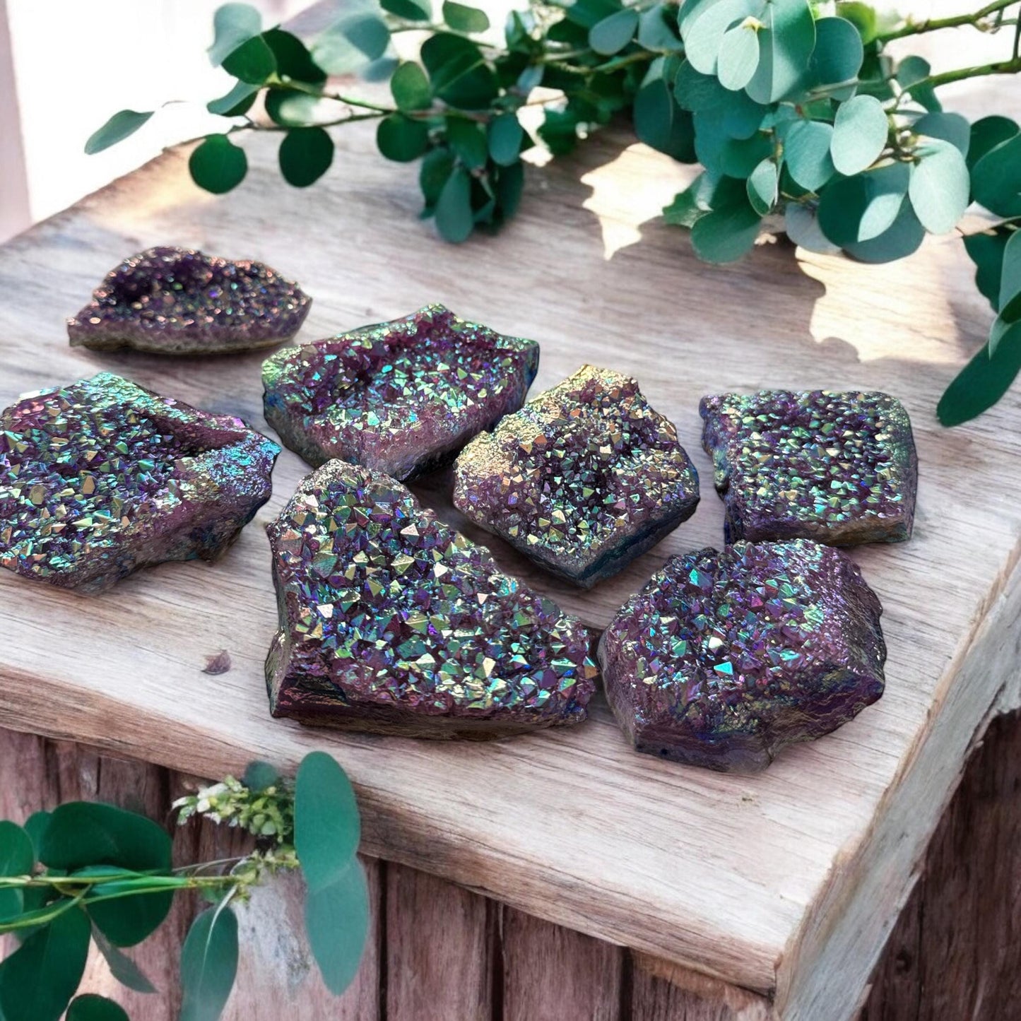 Purple Galaxy Aura Amethyst Cluster: Cosmic Crystal Decor