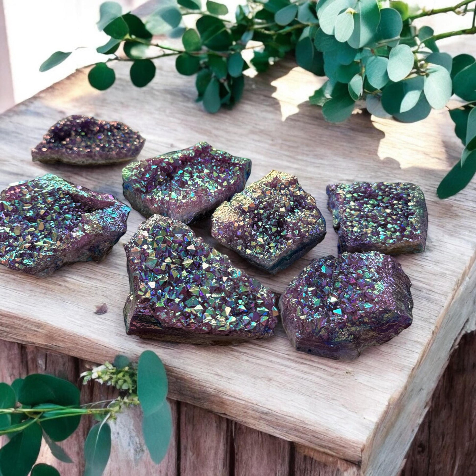 Purple Galaxy Aura Amethyst Cluster: Cosmic Crystal Decor