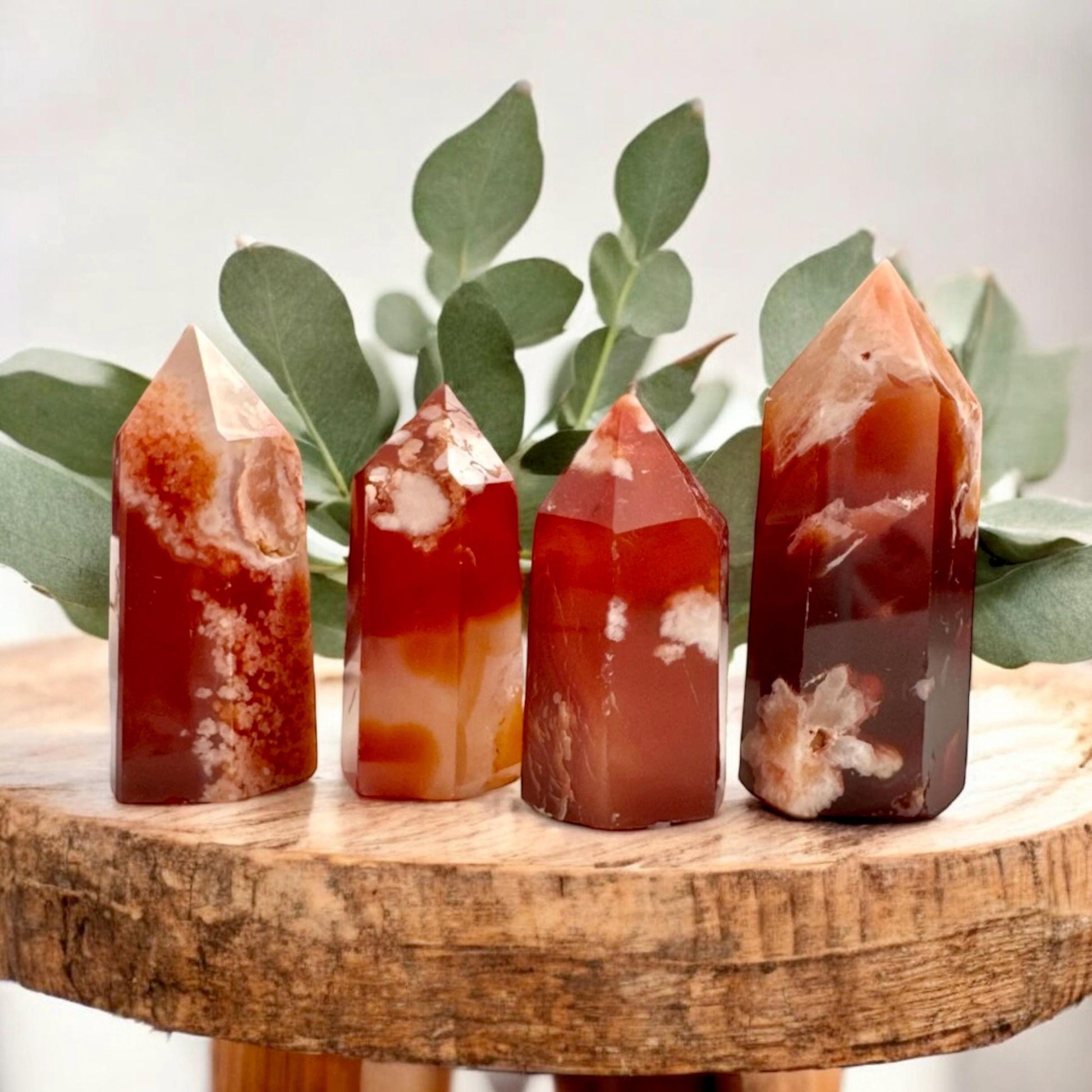 Carnelian & Flower Agate Crystal Tower: Luna by Louise