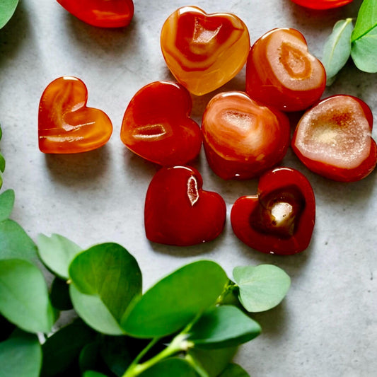 Carnelian Druzy Crystal Heart - Luna by Louise, Crystal Shop UK | Energizing Heart-Shaped Crystal for Passion and Creativity