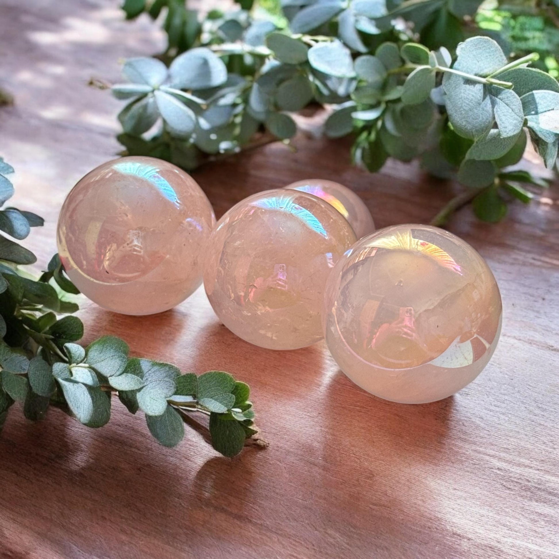 Rose Aura Quartz Crystal Sphere: Calming Home Decor (35-40mm)
