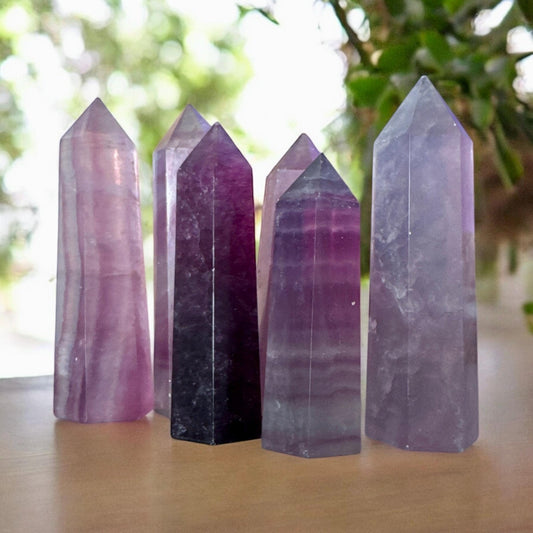 Purple Fluorite, Magenta Fluorite Tower, Magenta Fluorite Tower – Luna by Louise, Crystal Shop UK | Vibrant Energy & Mental Clarity